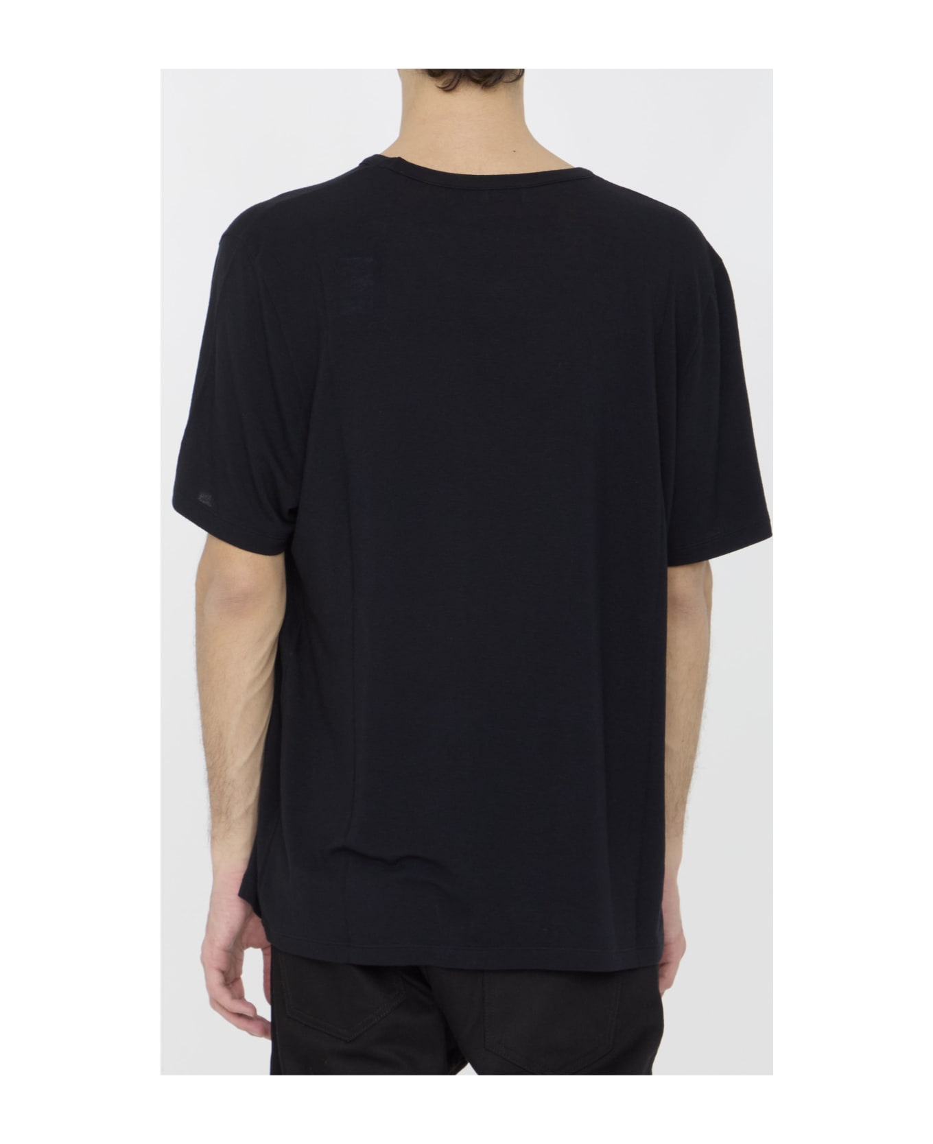 Saint Laurent Viscose T-shirt - BLACK