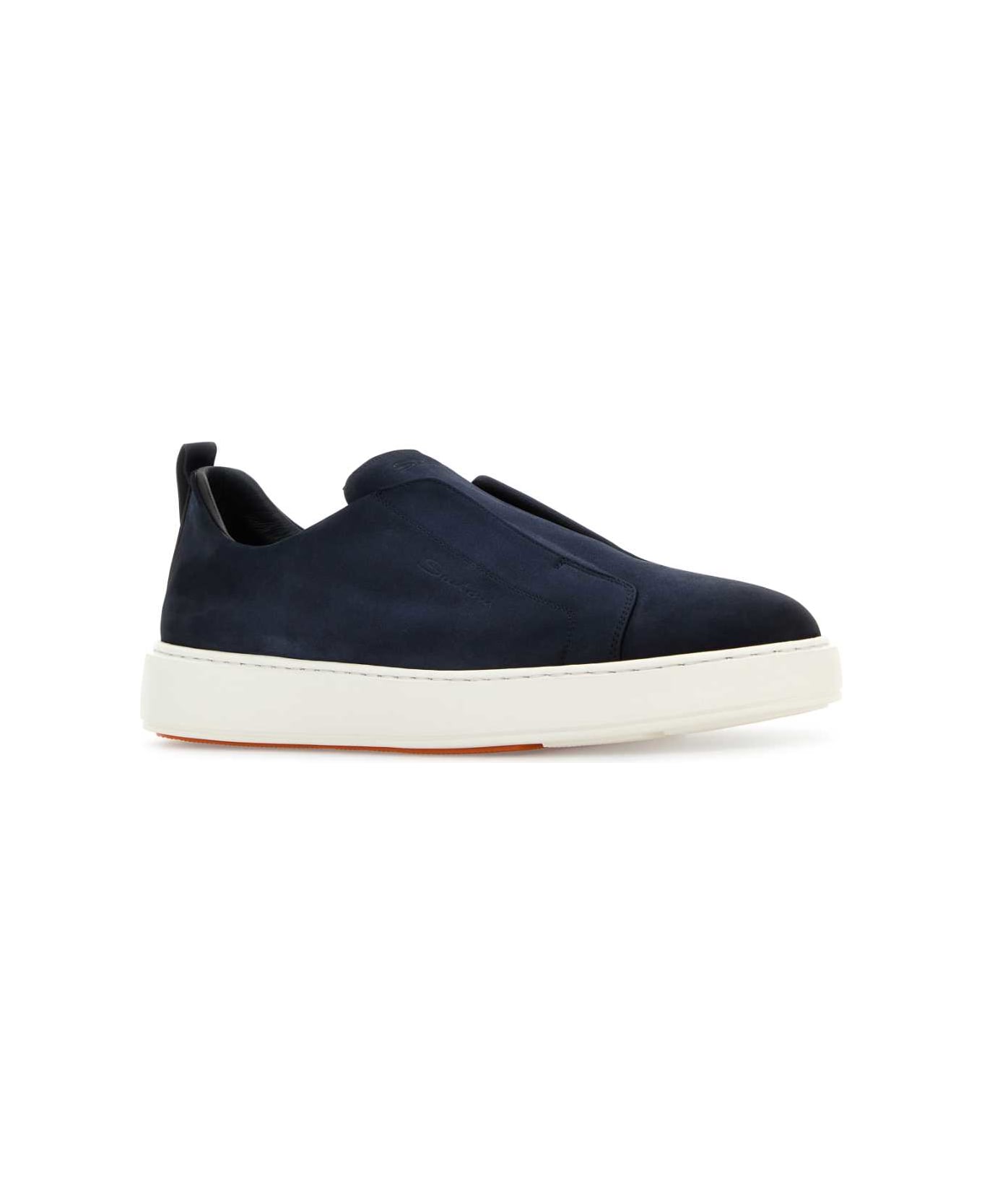 Santoni Blue Suede Slip Ons Santoni - BLUE