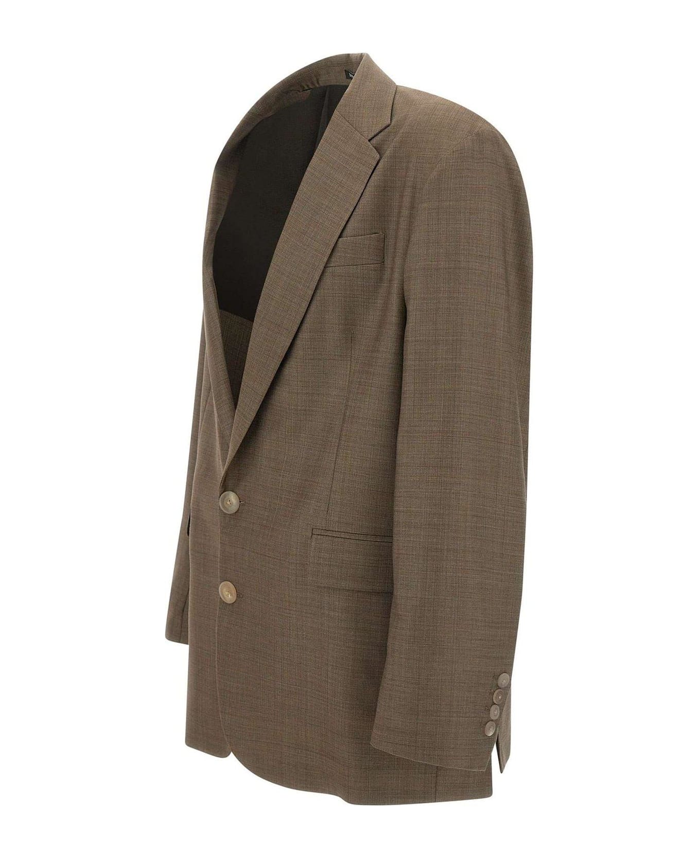 Emporio Armani Single Breasted Check Patterned Blazer - Marrone Chiaro Melange