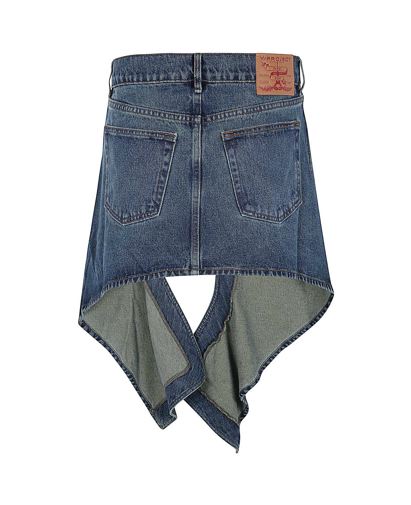 Y/Project Evergreen Cut Out Denim Mini Skirt - Evergreen Vintage Blue
