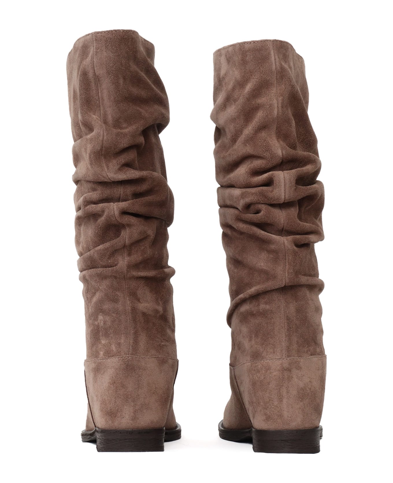 Via Roma 15 Pleated Boots - BEIGE