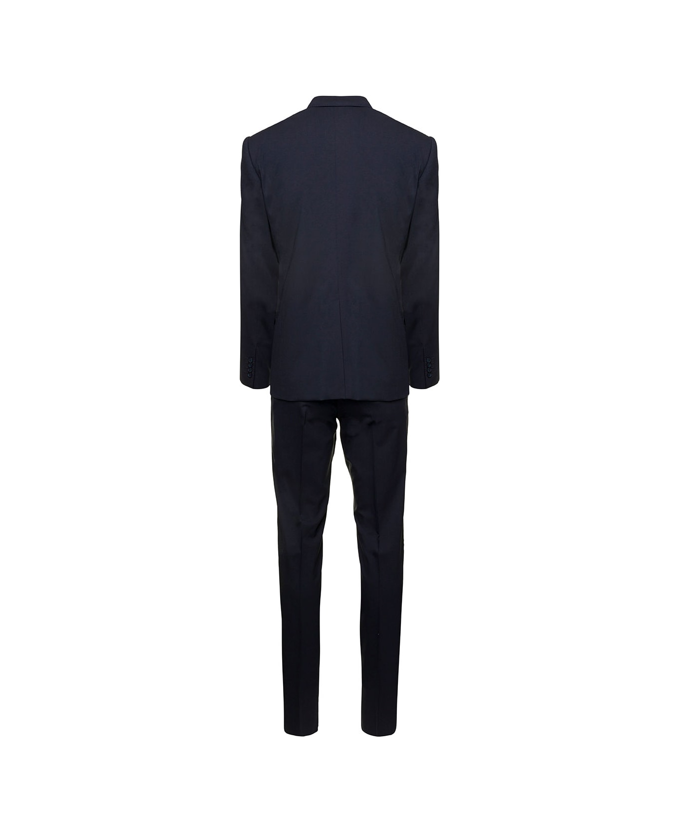 Dolce & Gabbana Blue Essential Suitblazer And argento Trousers  In Wool Man - Blu