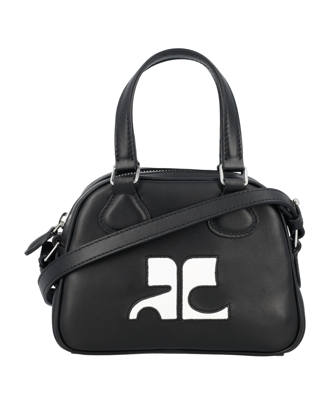 Courrèges Mini Leather Bowling Bag - BLACK トートバッグ