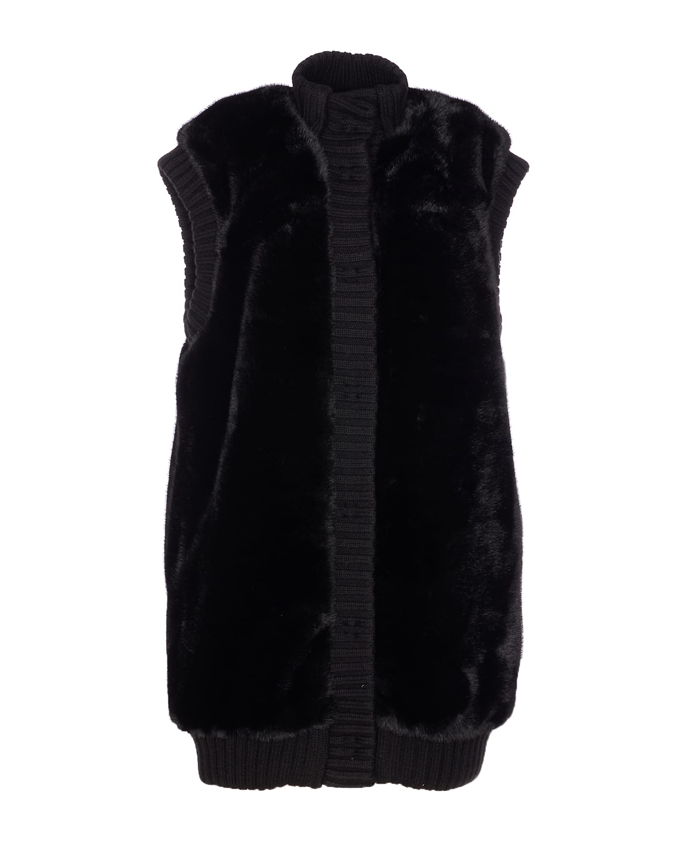 Pinko Genovese Faux Fur Vest - Black