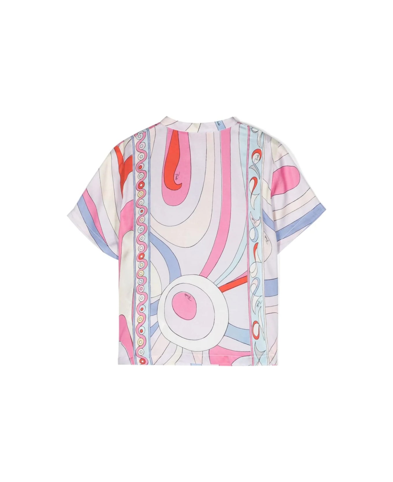Pucci Short-sleeved Shirt With Light Blue/multicolour Iride Print - Blue シャツ
