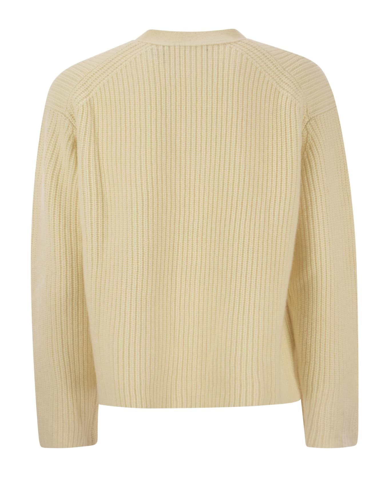 Polo Ralph Lauren Ribbed Wool And Cashmere Cardigan - Cream
