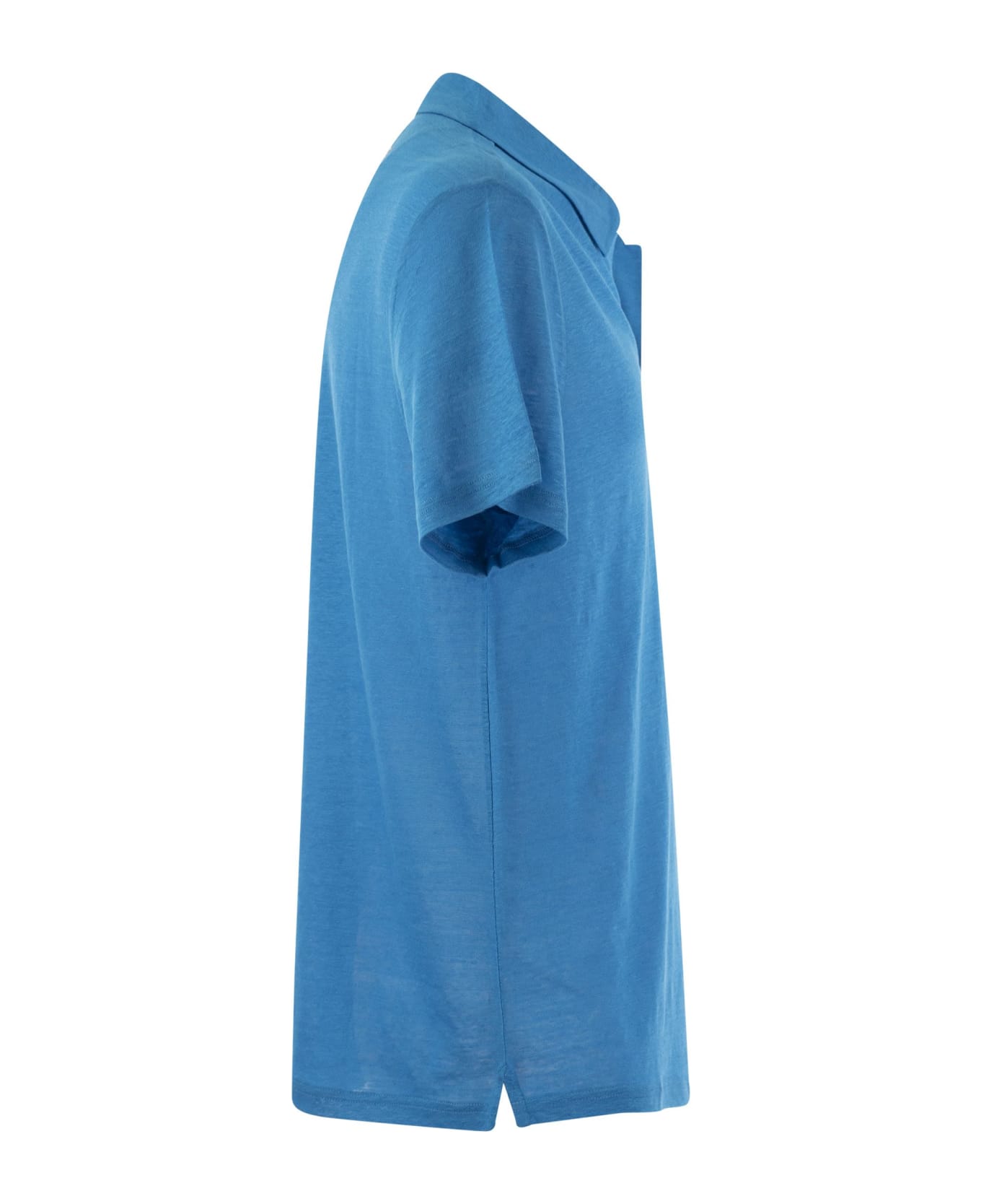 Vilebrequin Short-sleeved Linen Polo Shirt - Light Blue