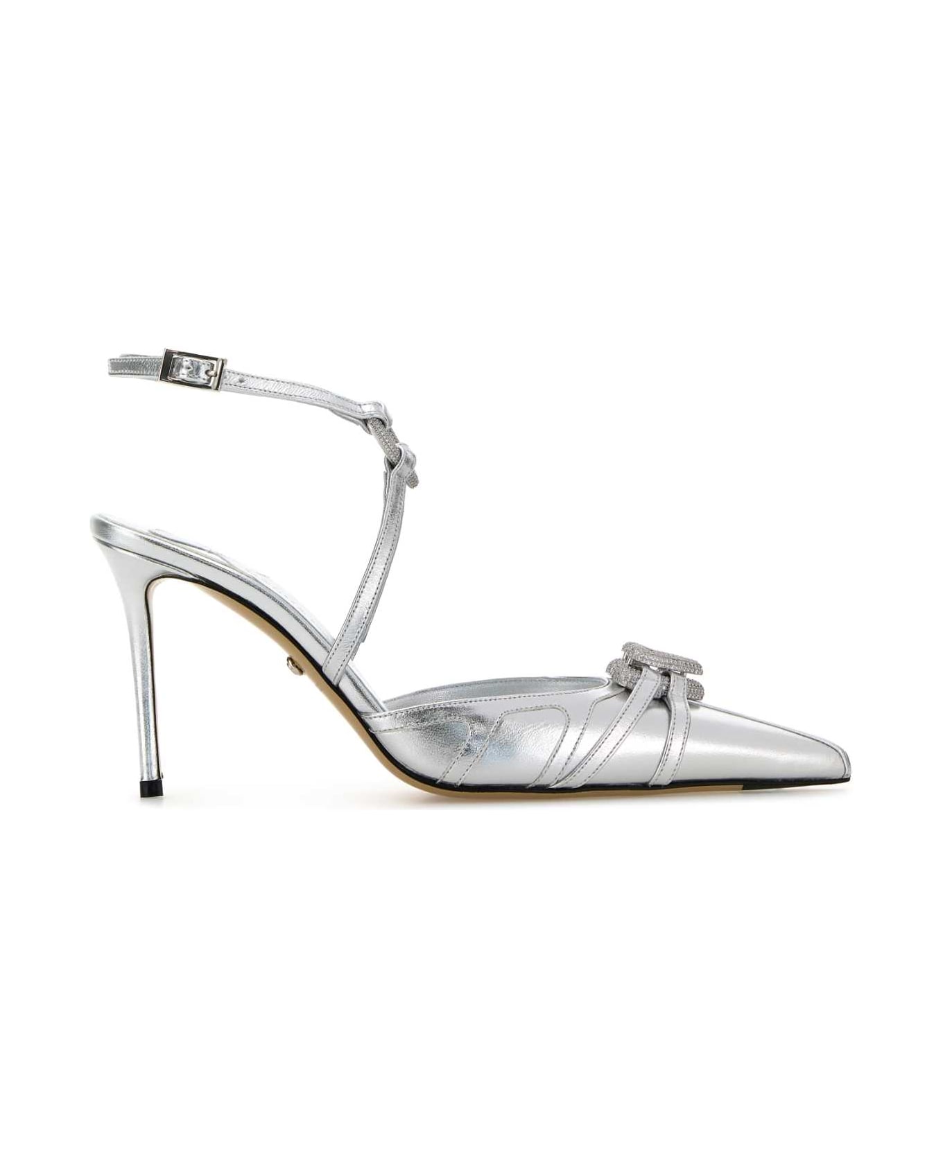 Mach 
Mach Silver Nappa Leather Pumps - SILVER