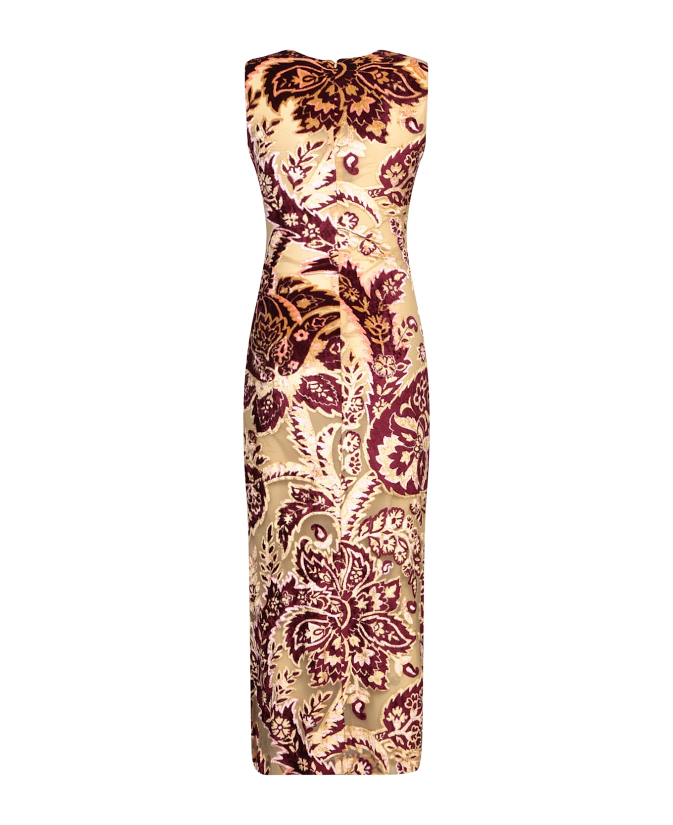 Etro Bordeaux Yellow Tattoo Velvet Dress - Bordeaux