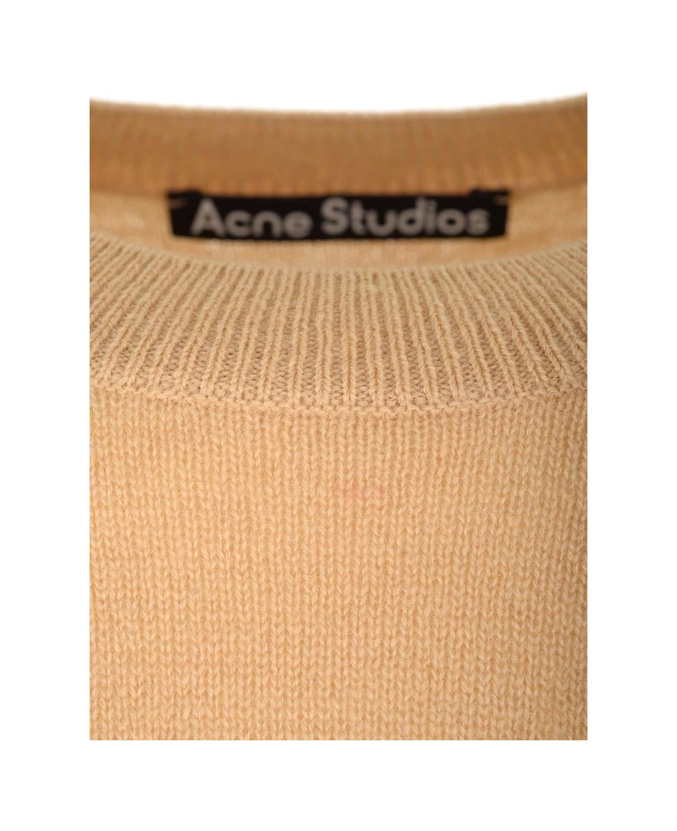 Acne Studios Face Logo Patch Crewneck Sweater - Beige