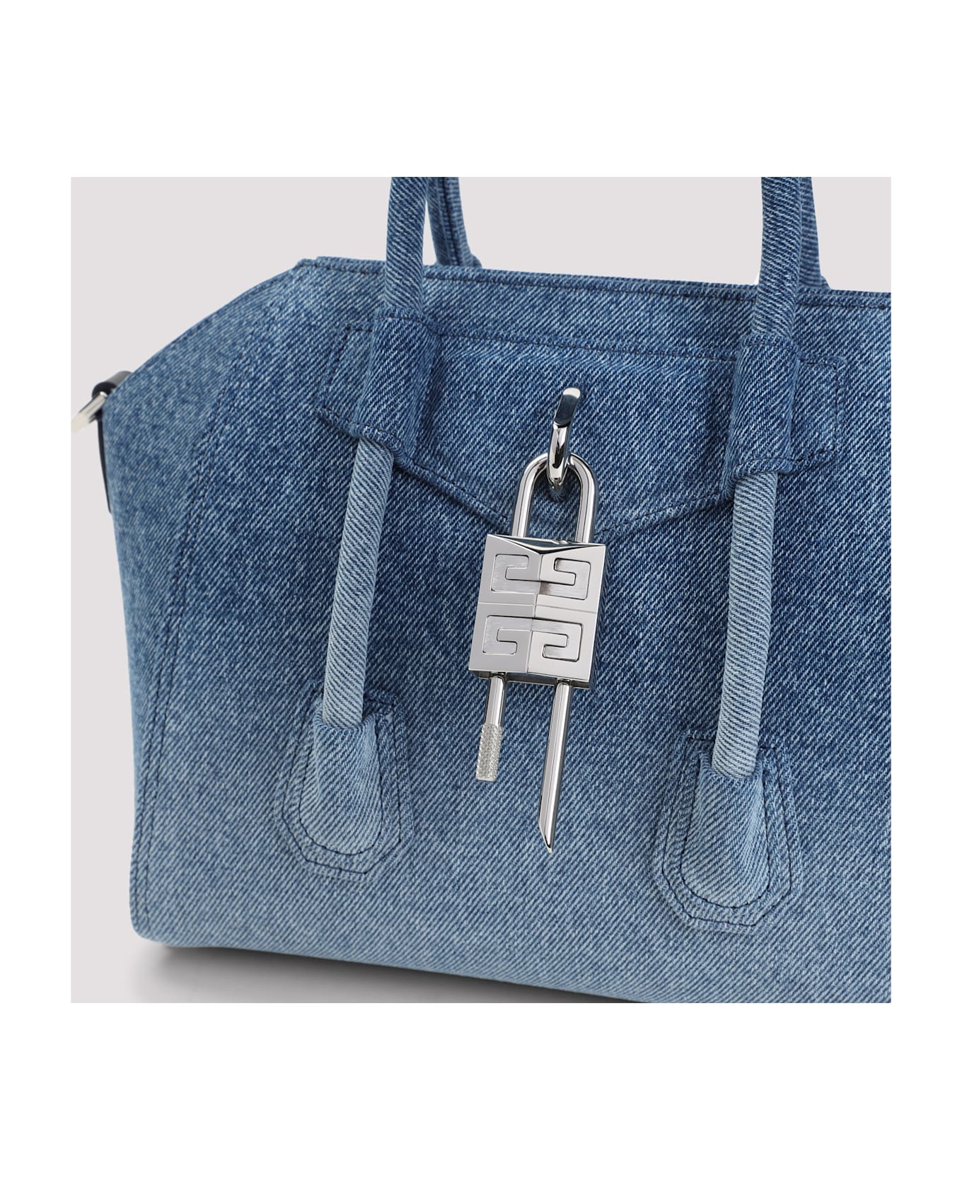 Givenchy Denim Mini Antigona Lock Handbag - MEDIUMBLUE