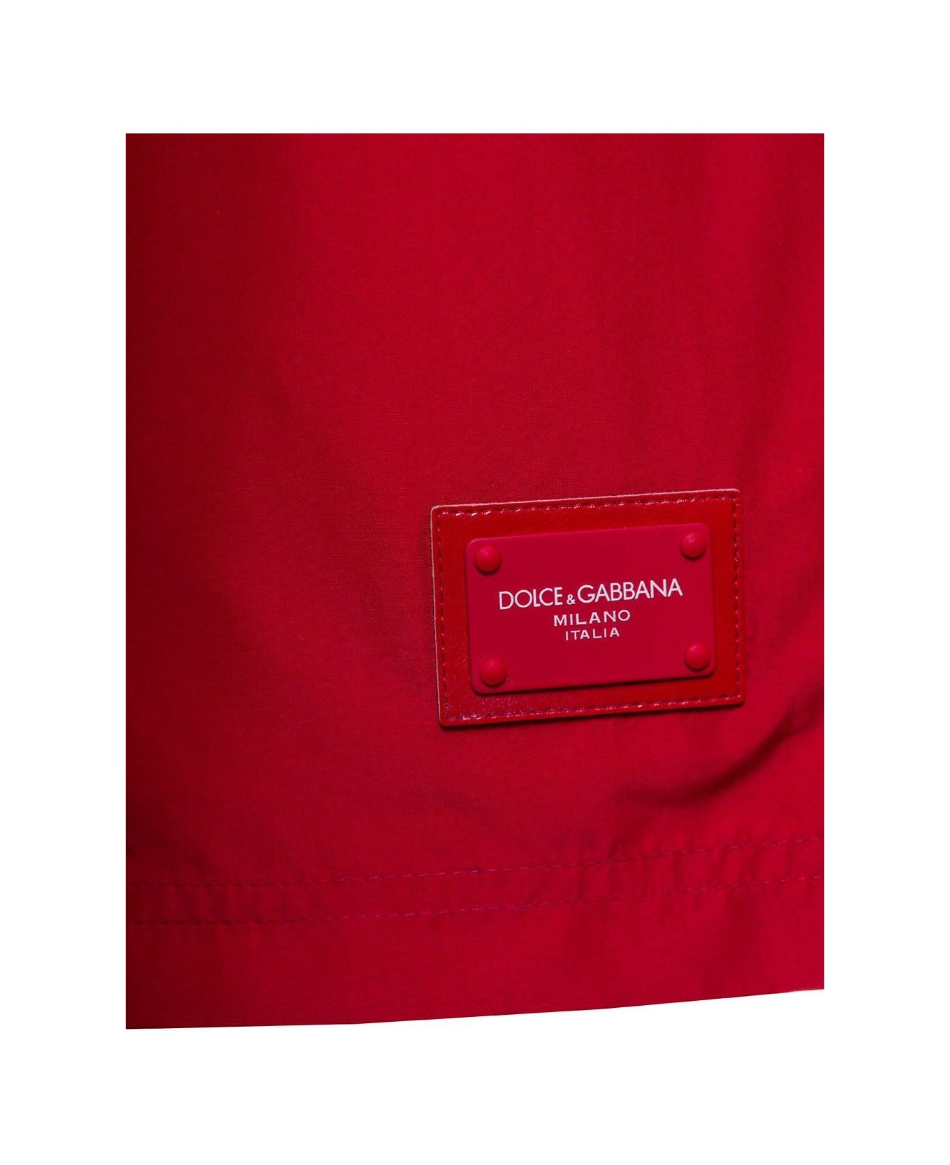Dolce & Gabbana Logo Detailed Drawstring Swim Shorts - ROSSO BRILLANTE
