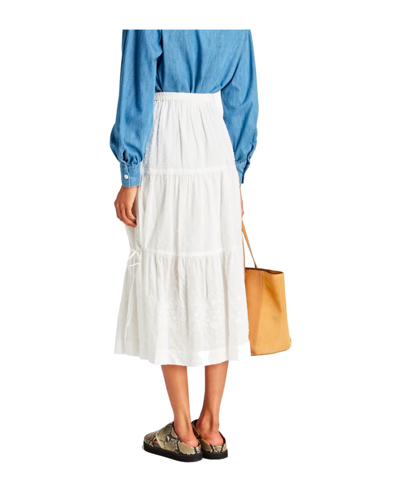 See by Chloé Cotton Midi Skirt - White