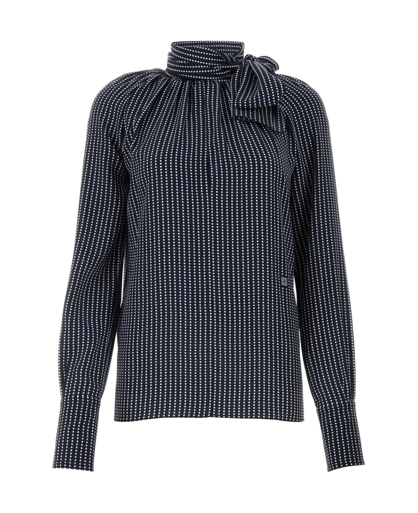 Givenchy Printed Silk Blouse - NAVYWHITE