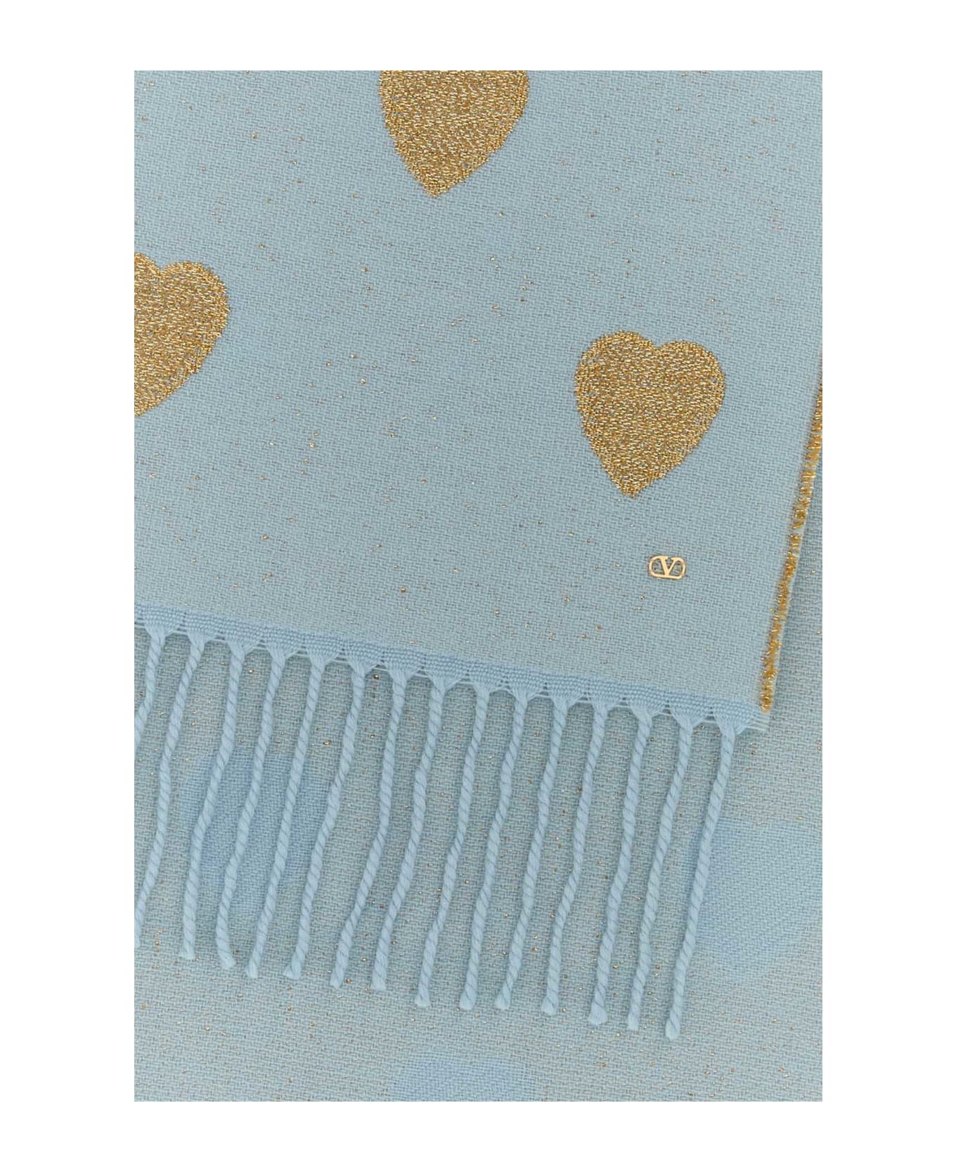 Valentino Garavani Embroidered Wool Blend Scarf - CELESTEOROORO