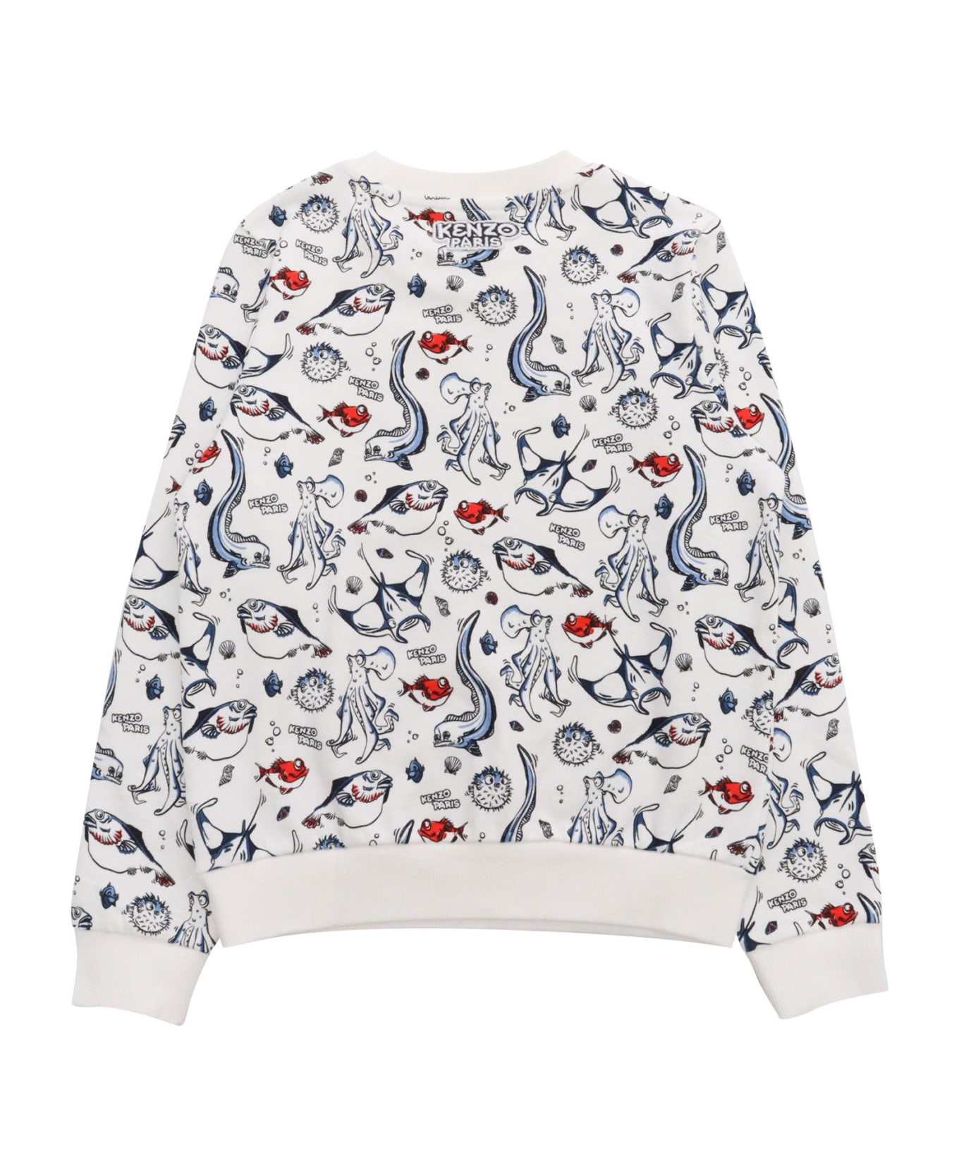 Kenzo Kids White Sweater With Prints - WHITE ニットウェア＆スウェットシャツ