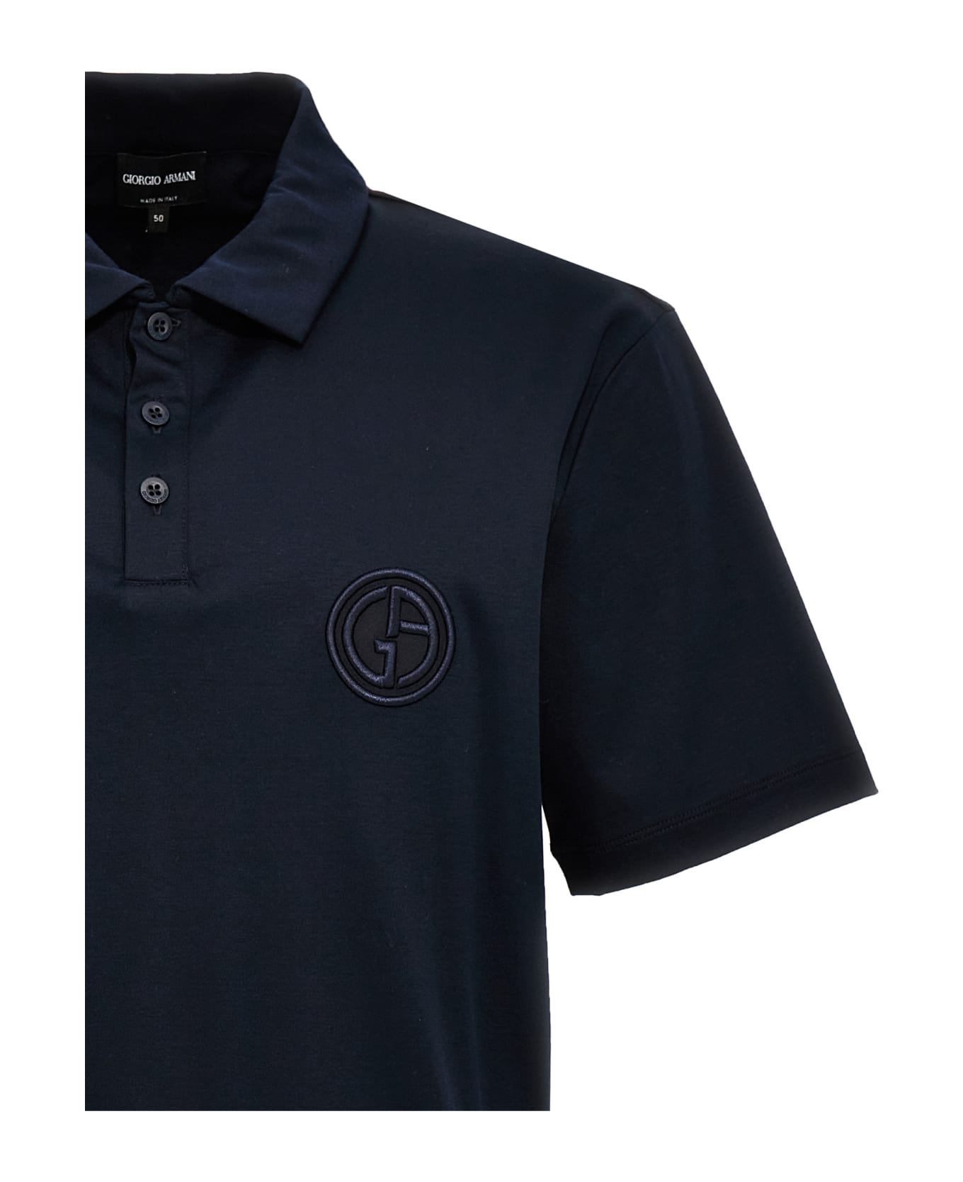 Giorgio Armani Logo Embroidery Polo Shirt - Blue ポロシャツ