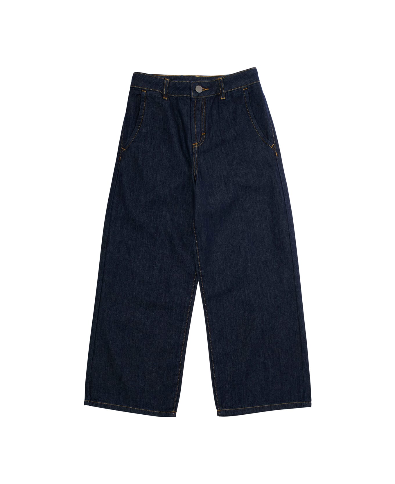 Emporio Armani Blue Jeans With Logo Patch On The Rear And Belt Loops In Denim Girl - Blu