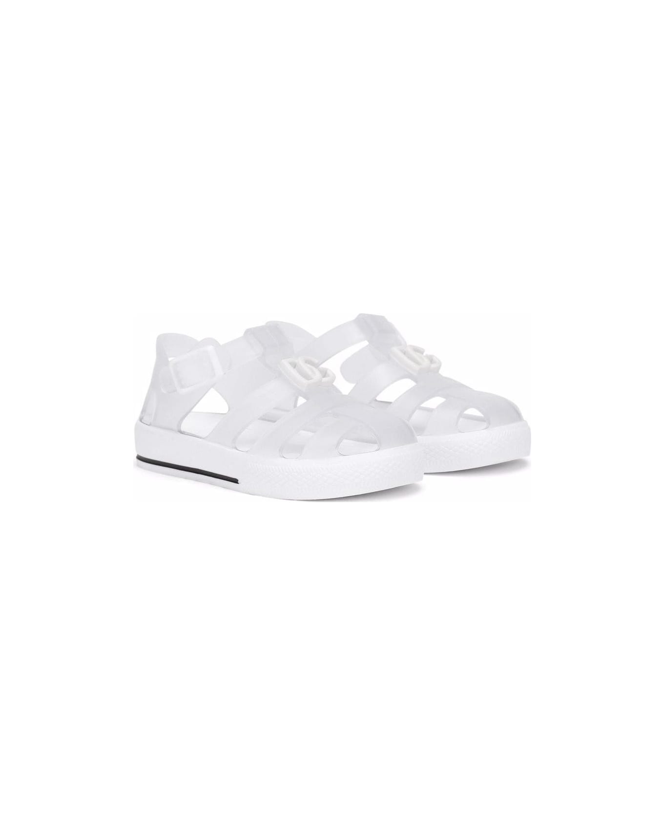 Dolce & Gabbana White Rubber Sandals - White