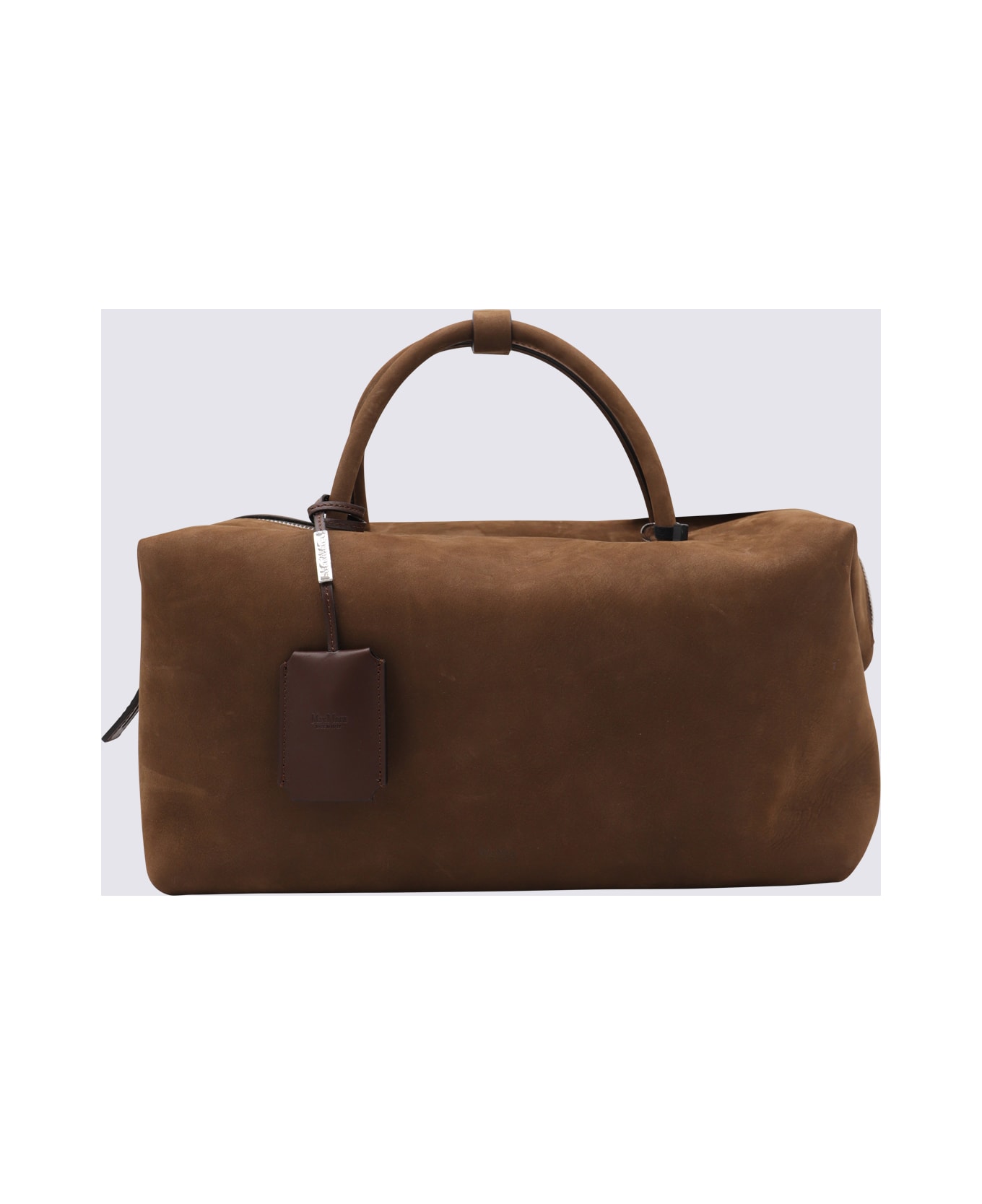 Max Mara Brown Old Suede Leather Top Handle Bag - Castagna