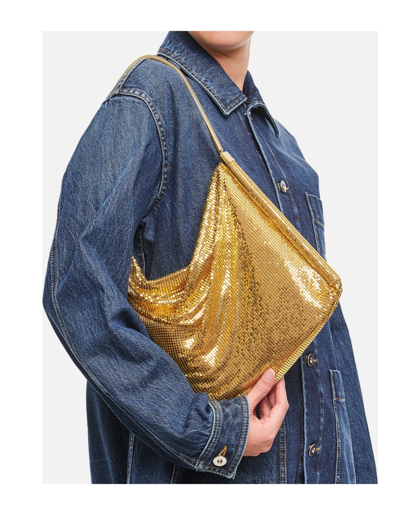 Paco Rabanne Pixel Tube Shoulder Bag - Golden