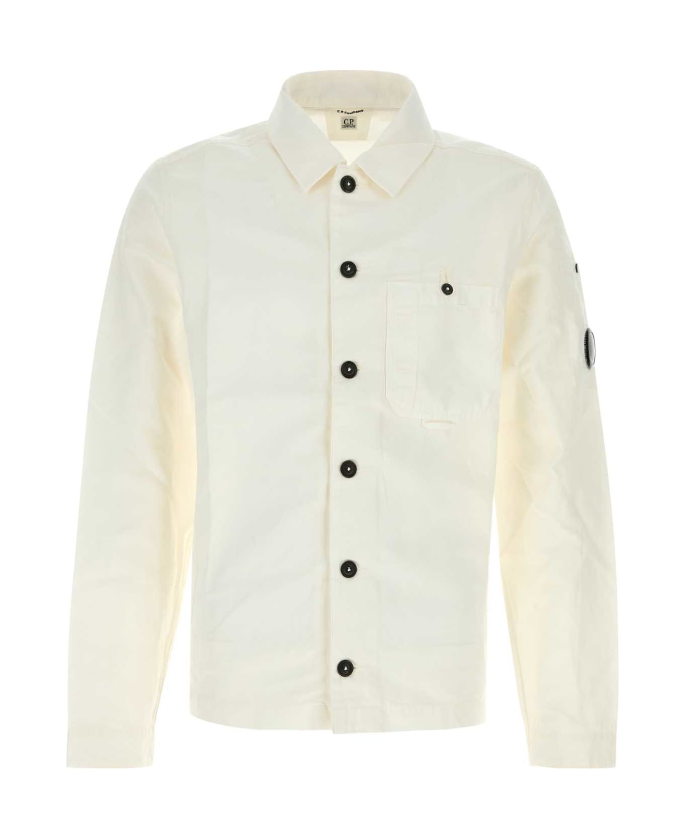 C.P. Company White Cotton Blend Jacket - GAUZEWHITE