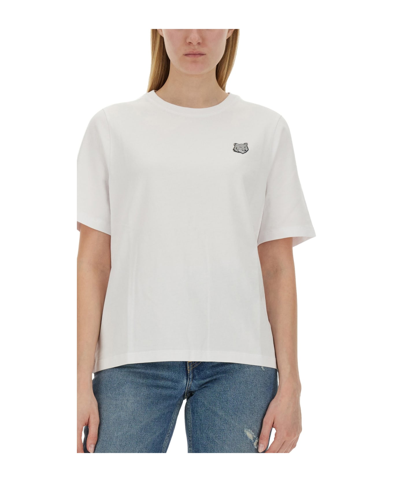 Maison Kitsuné T-shirt With Fox Patch - White