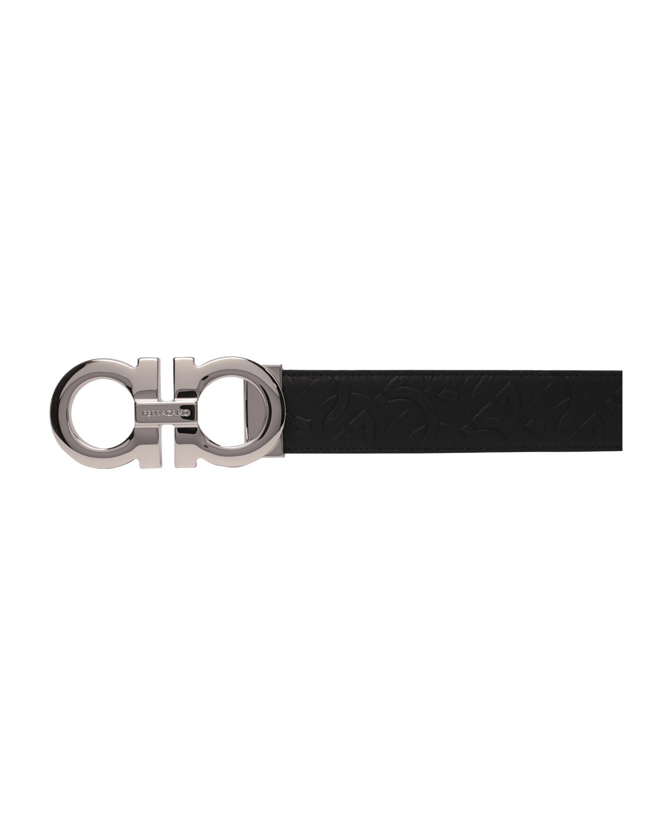 Ferragamo Gancini Buckle Reversible Belt - Black