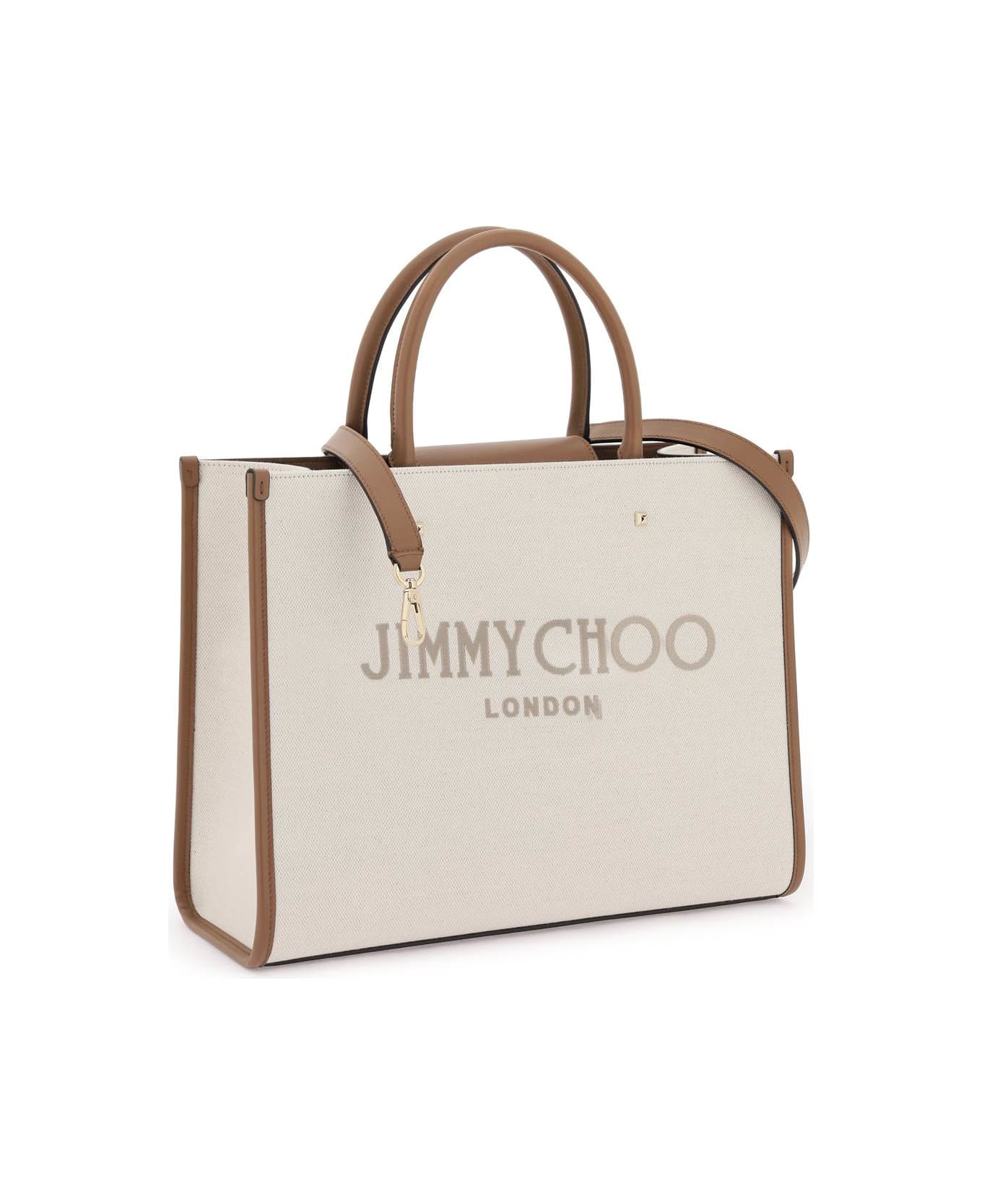 Jimmy Choo Avenue M Tote Bag - NATURAL TAUPE DARK TAN LIGHT G (Beige)