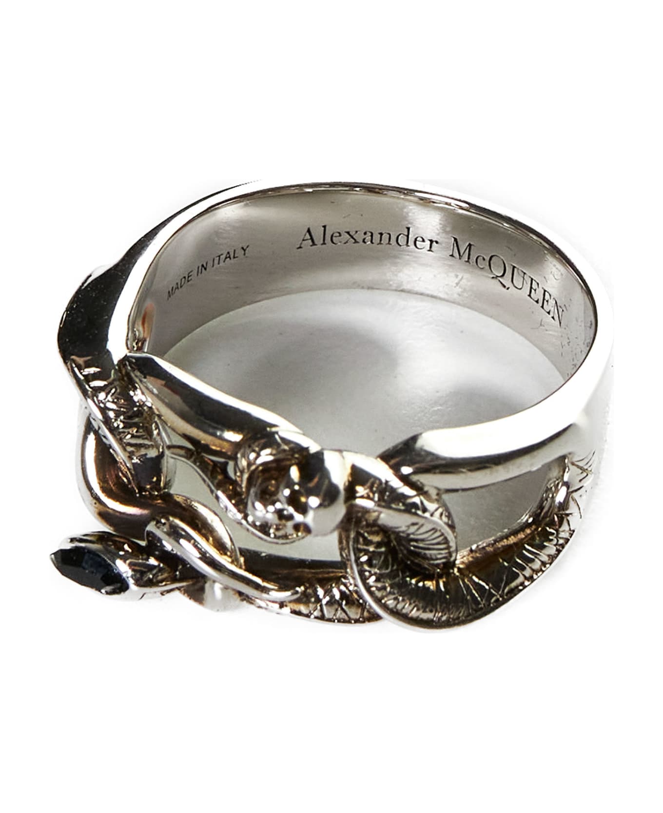 Alexander McQueen Ring - A.silver+jet sw