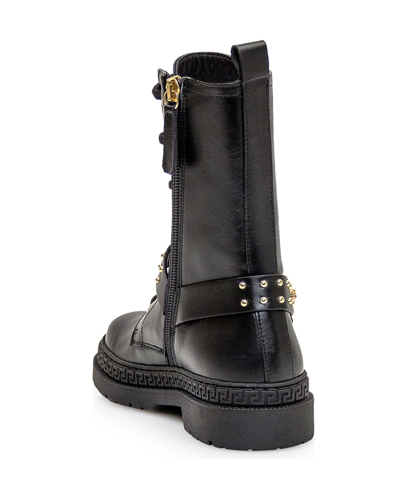 Young Versace Motorcycle Boots From Medusa - V Nero Oro