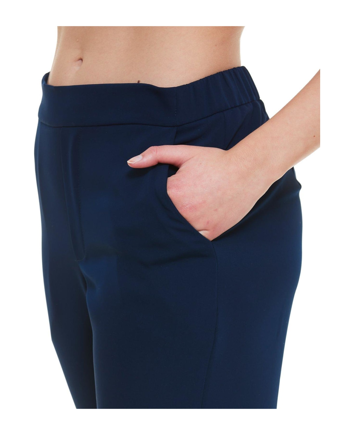 Parosh Elastic Waist Cropped Trousers - Blu ボトムス