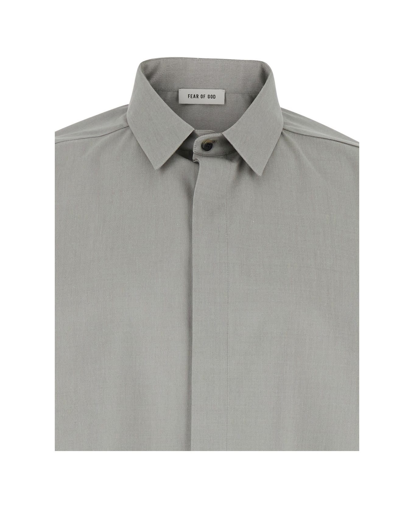 Fear of God Grey Shirt With Classic Collar And Logo Patch On The Rear In Cotton And Wool Blend Man - Grey