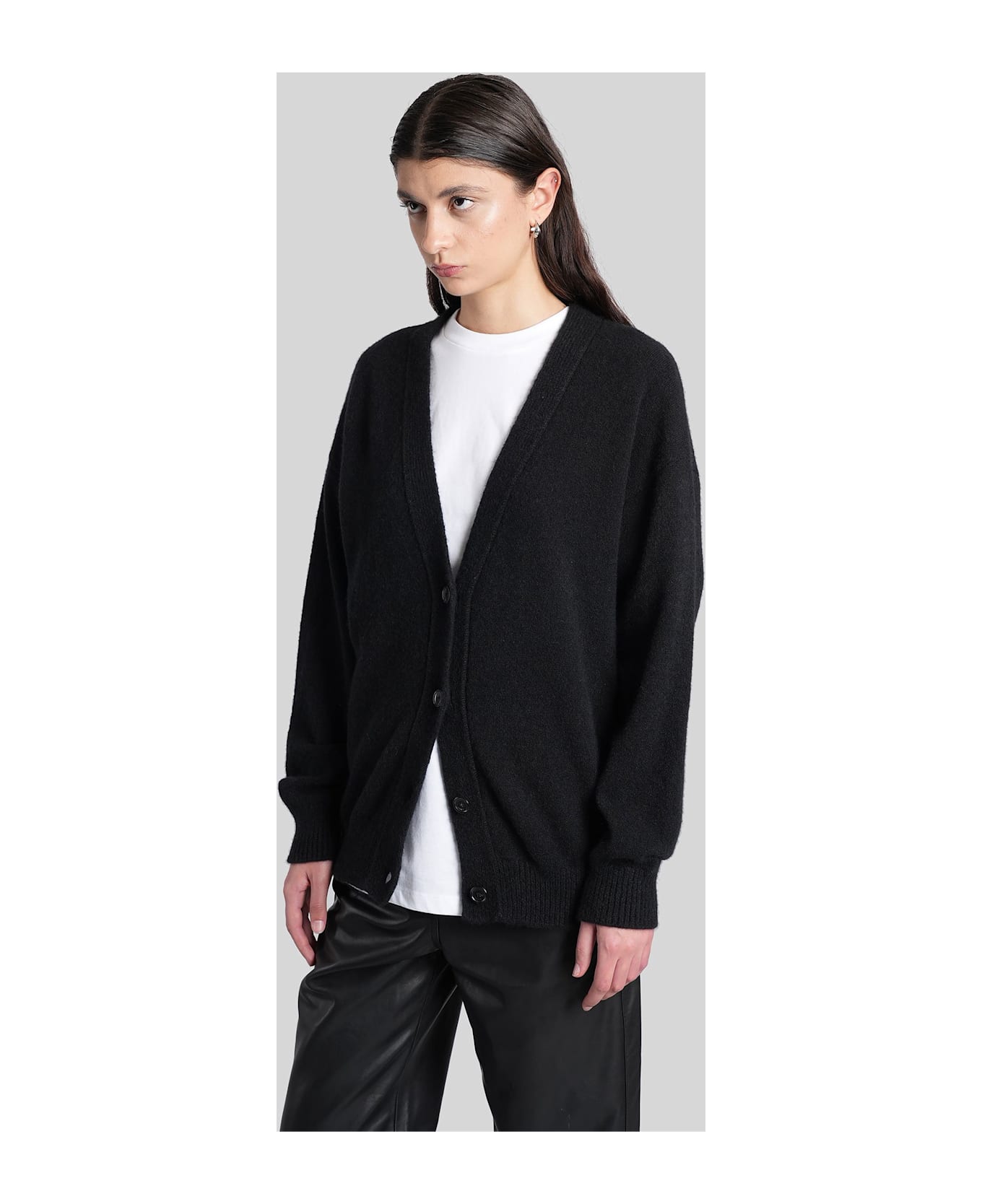 Laneus Cardigan In Black Cashmere - black