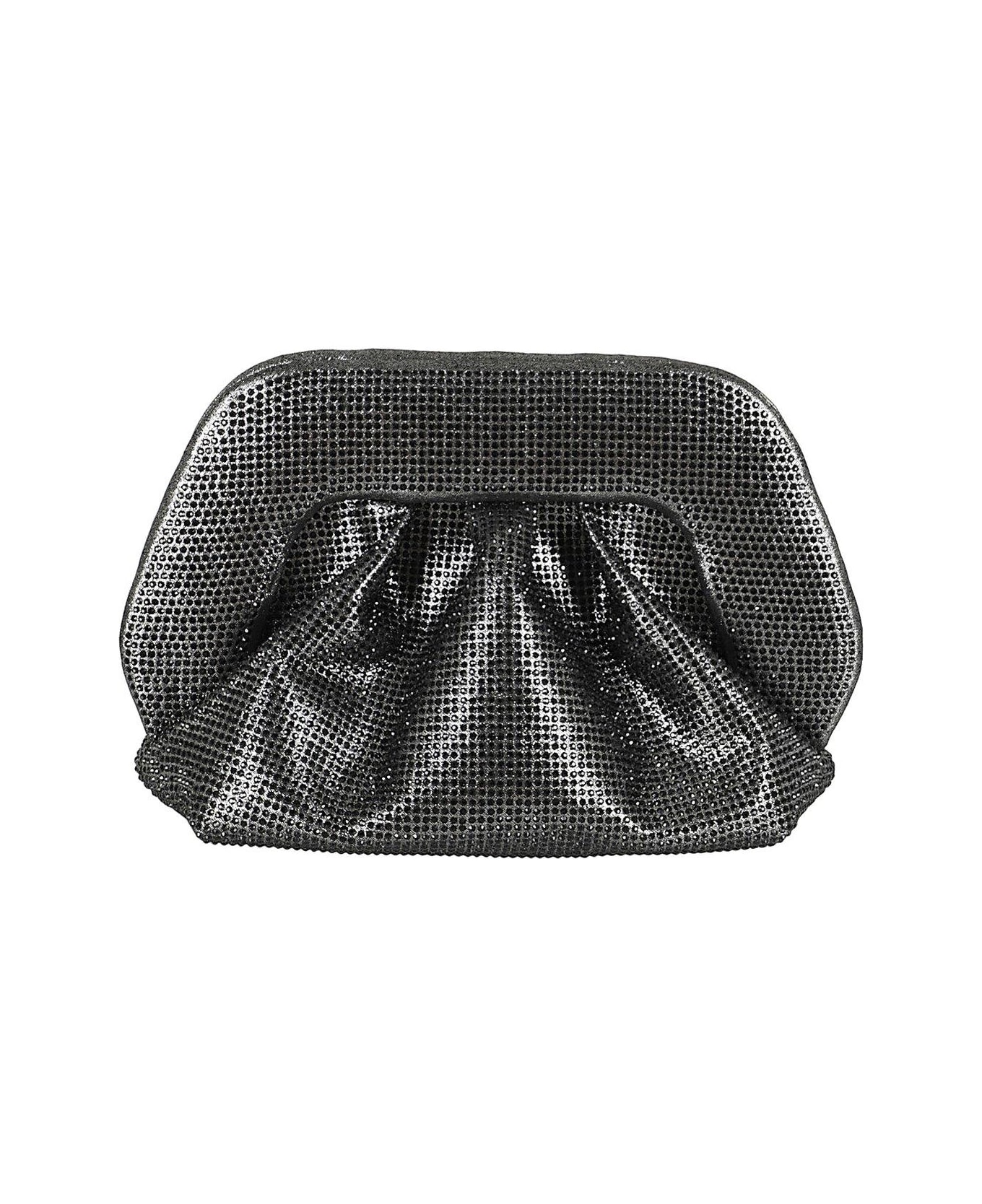 THEMOIRè Gea Ruched Embellished Clutch Bag - Black