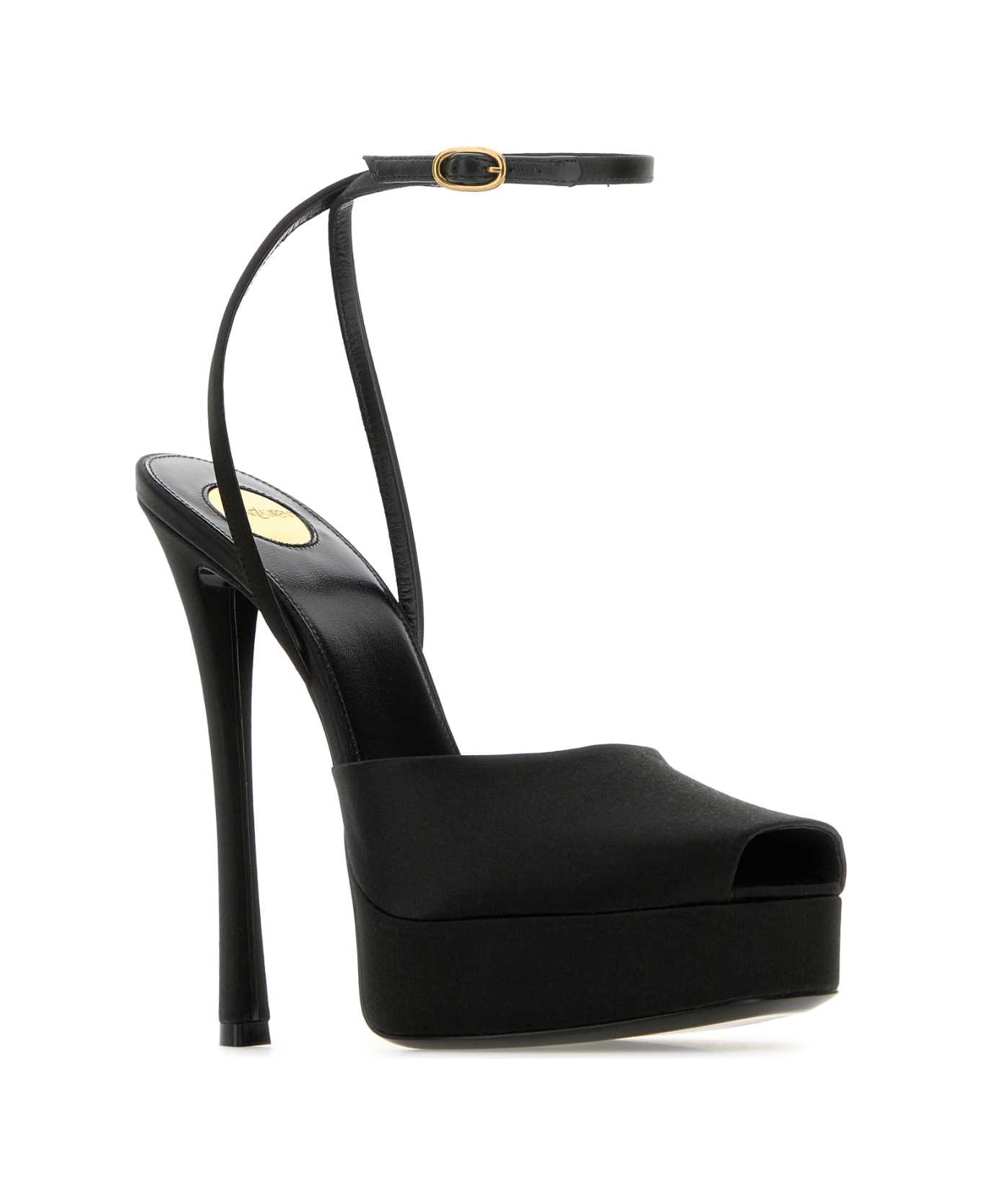 Saint Laurent Black Crepe Le Scandal Sandals - NERONERO