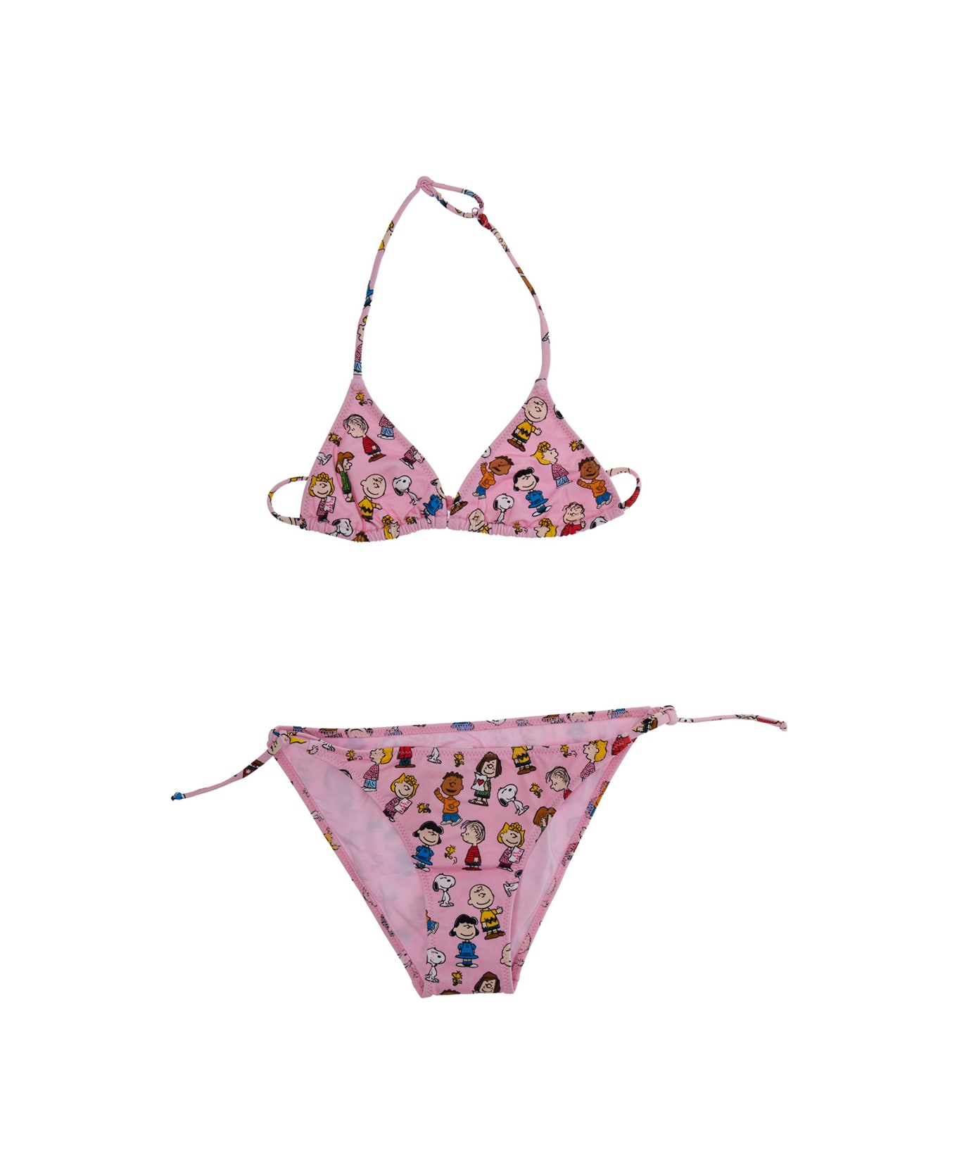 MC2 Saint Barth 
holly
 Pink Bikini With All-over Print And Tie Closure In Tech Fabric Stretch Girl - Pink