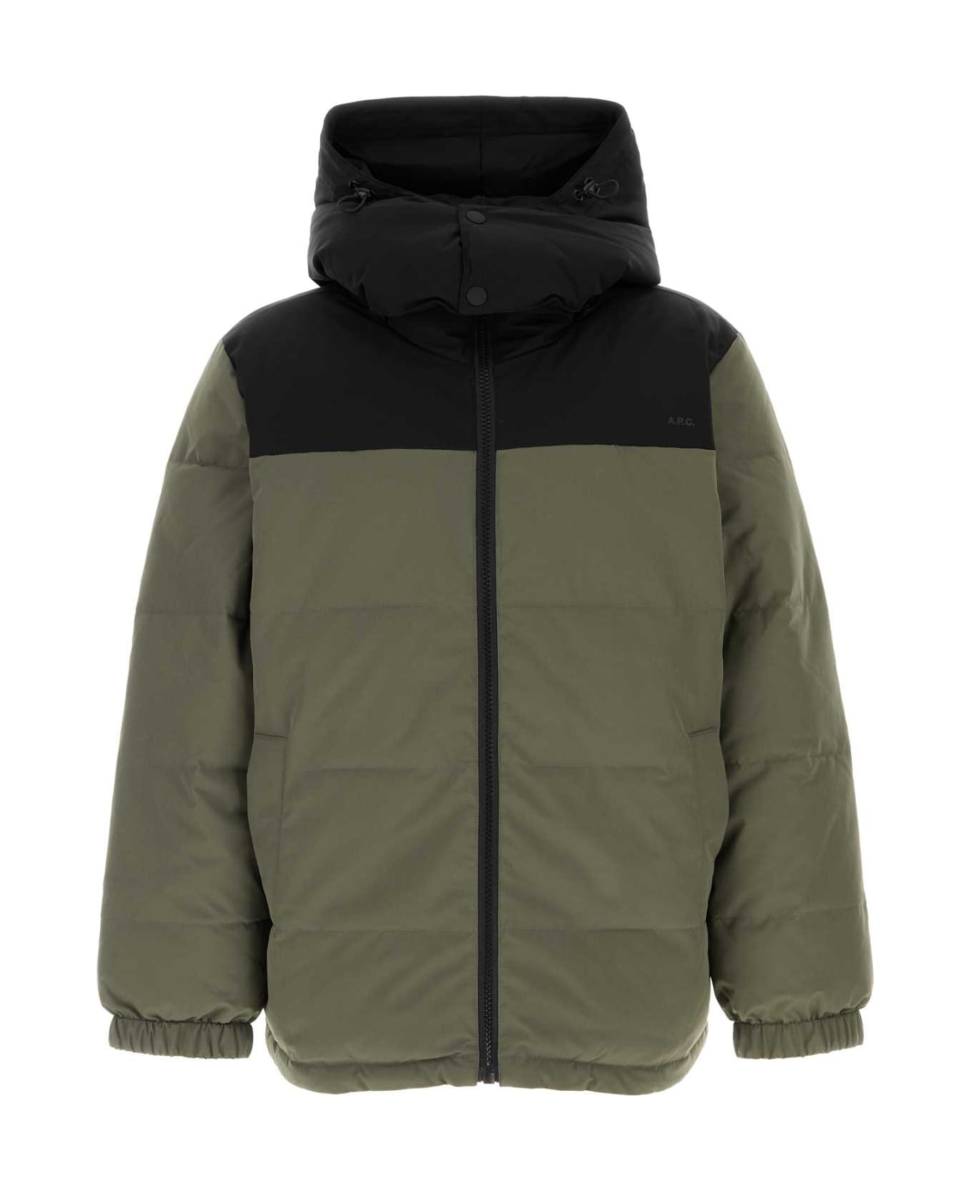 A.P.C. Sage Green Stretch Polyester Reversible Padded Jacket - MILITAIRENOIR