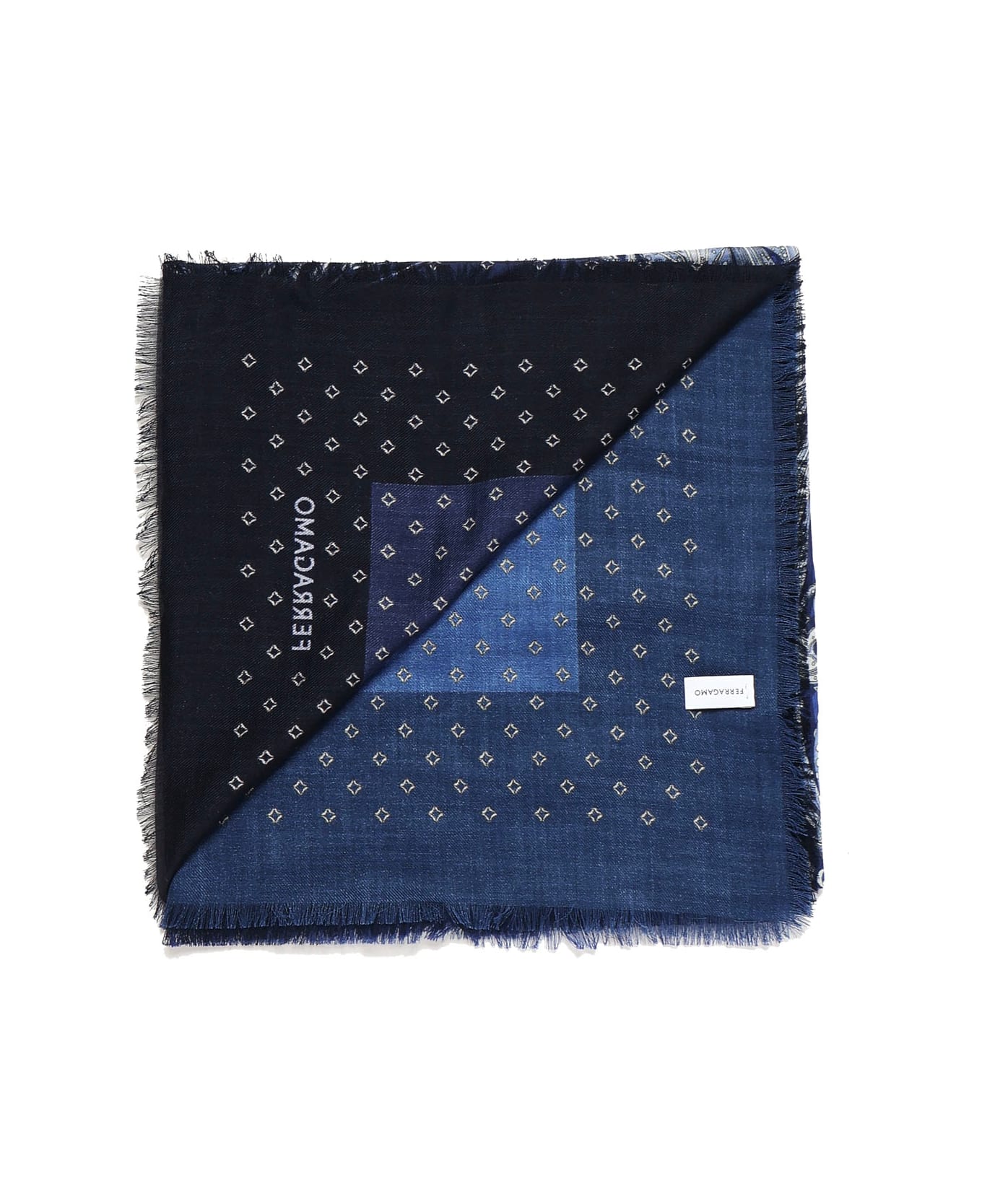 Ferragamo Cashmere Stole With Logo - Blue