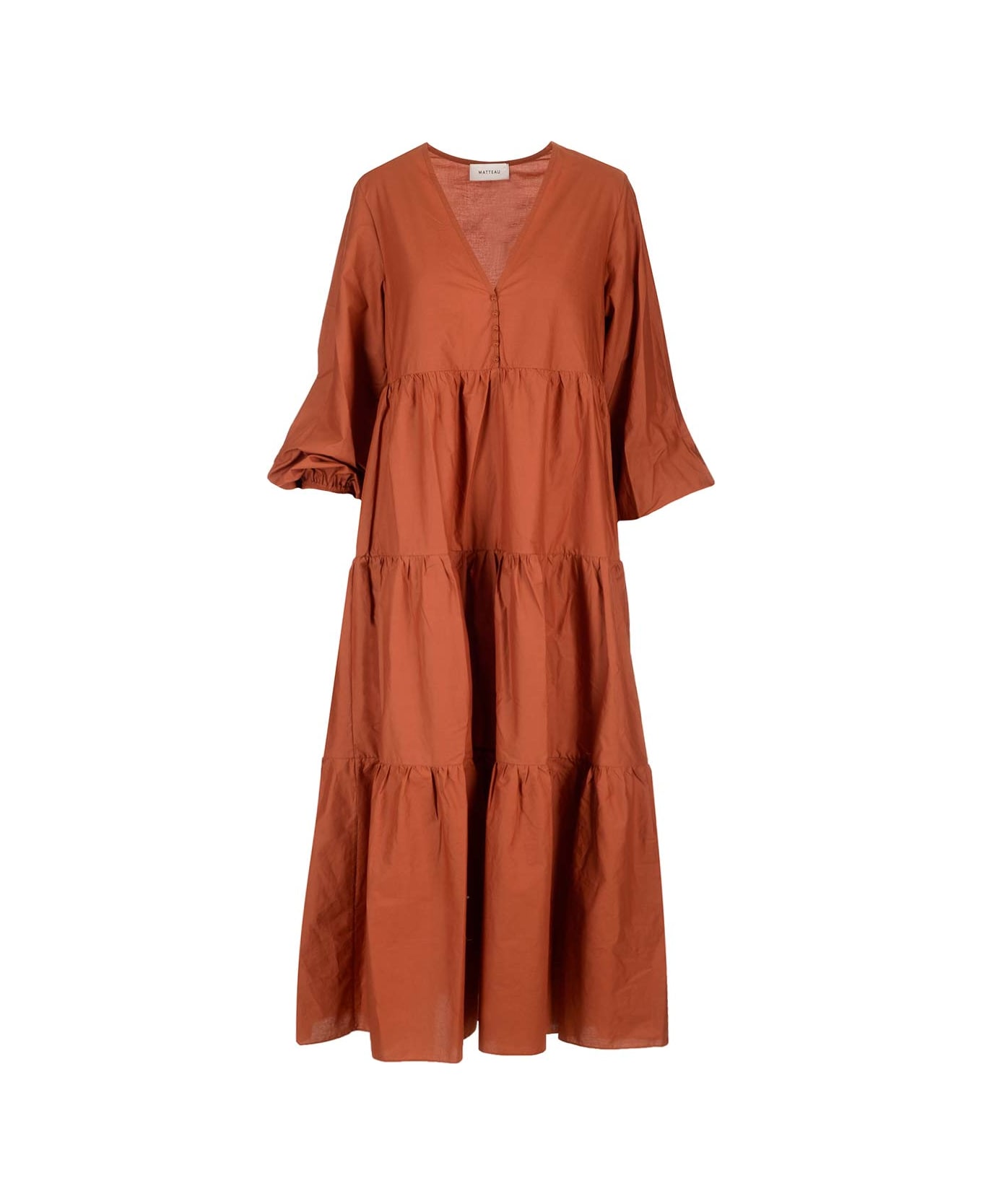 MATTEAU Organic Cotton Midi Dress - Orange