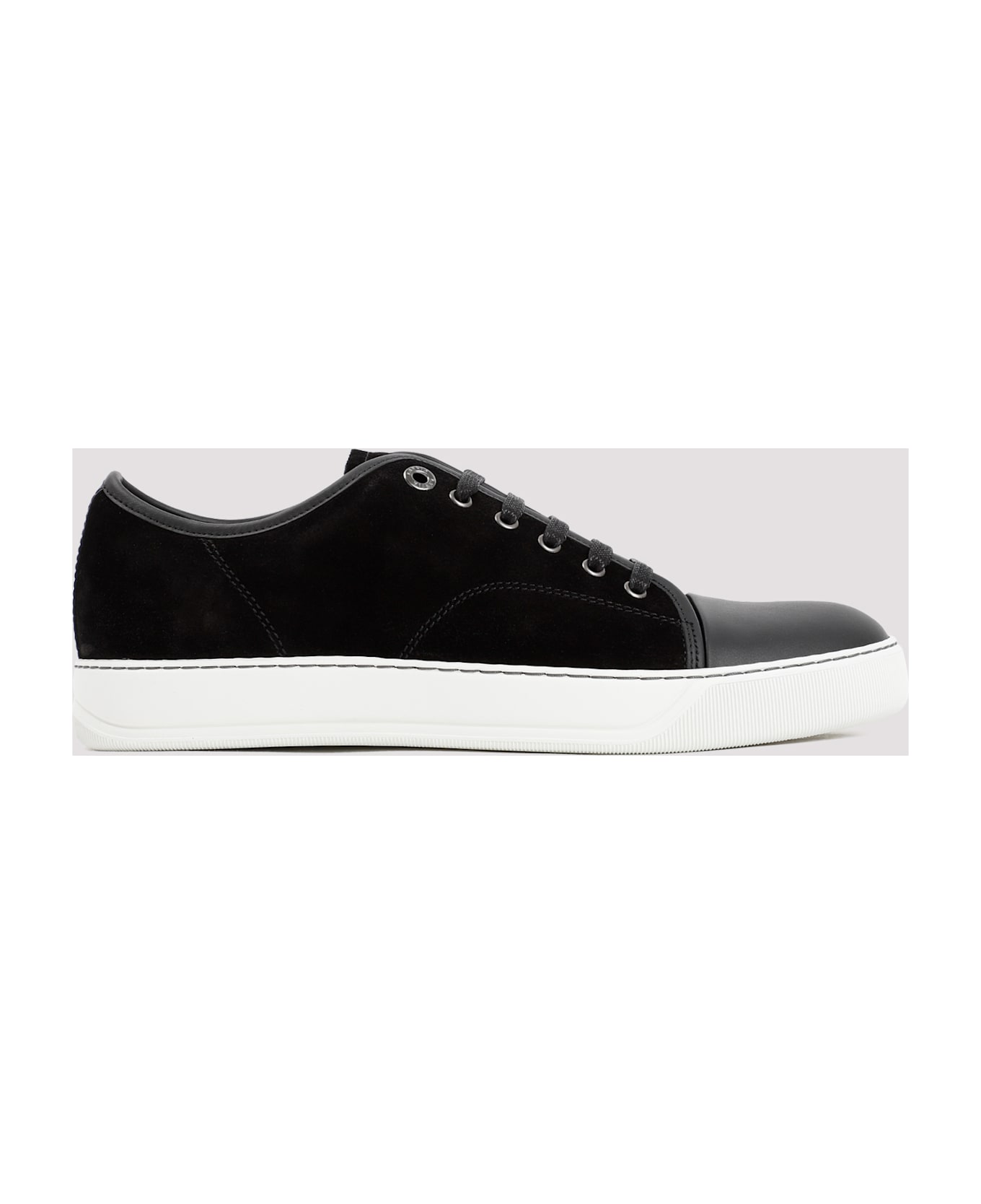 Lanvin Suede And Nappa Captoe Low To Sneakers - Black