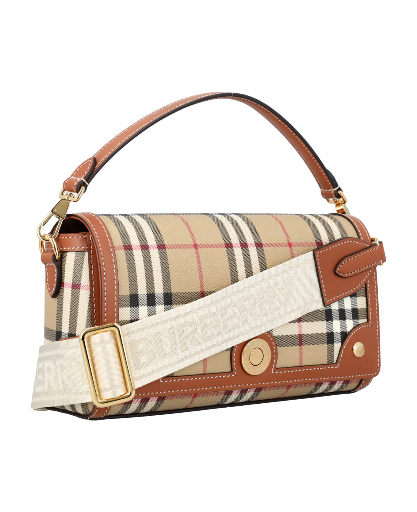 バッグ Burberry London handbag Rank B Burberry London Beige & Black Canvas Leather Shoulder Bag