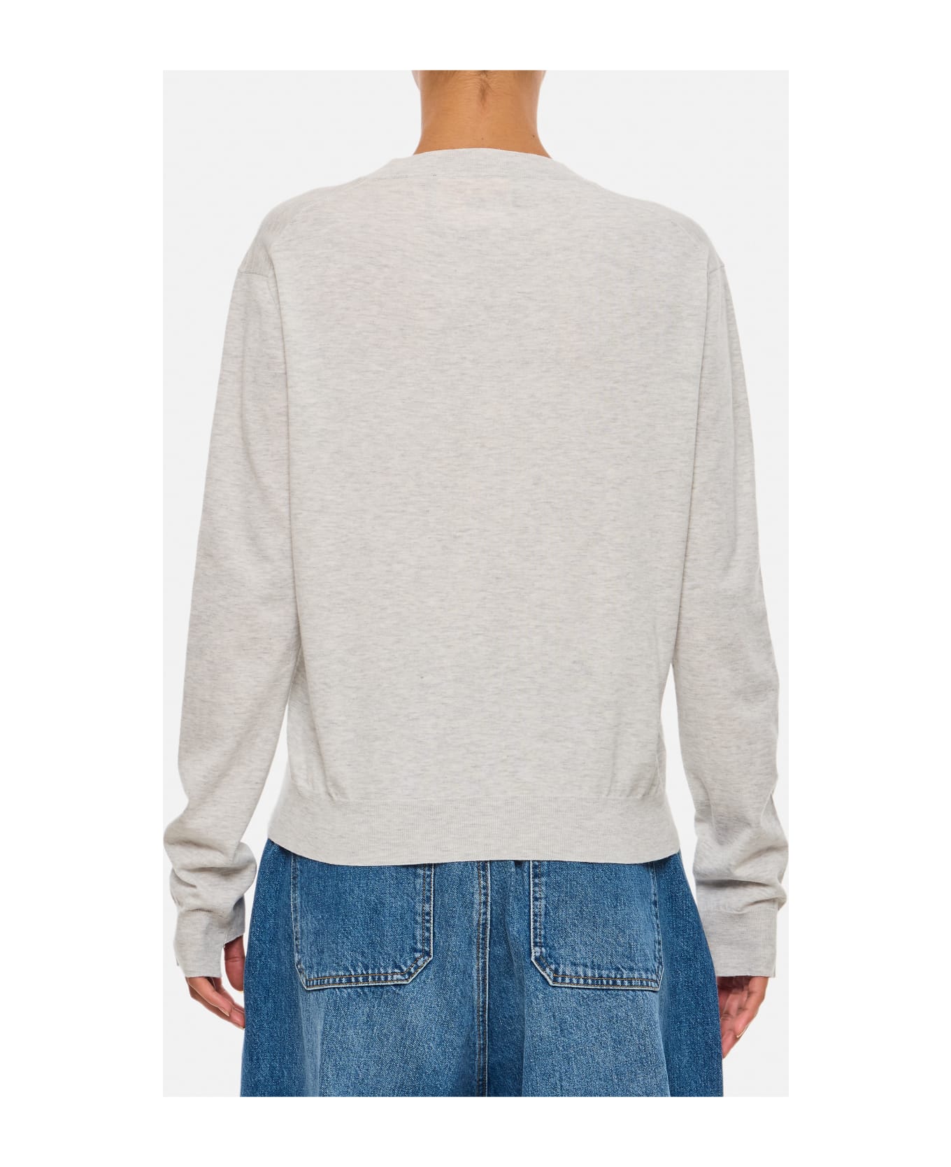 Plan C Cotton Cashmere Blend Round Neck Sweater - Grey