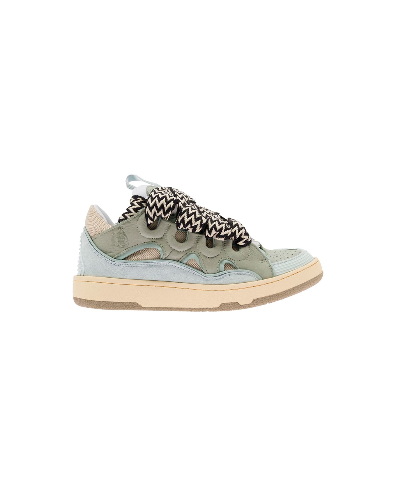 Lanvin 'curb' Multicolor Low-top Sneaker With Oversized Laces In Leather  Woman Lanvin - Blu
