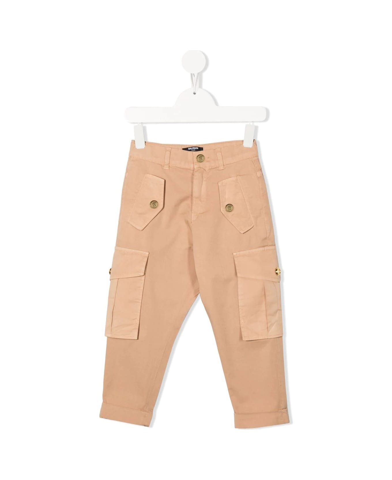 Balmain Kids Cargo Pants In Beige Cotton - Beige