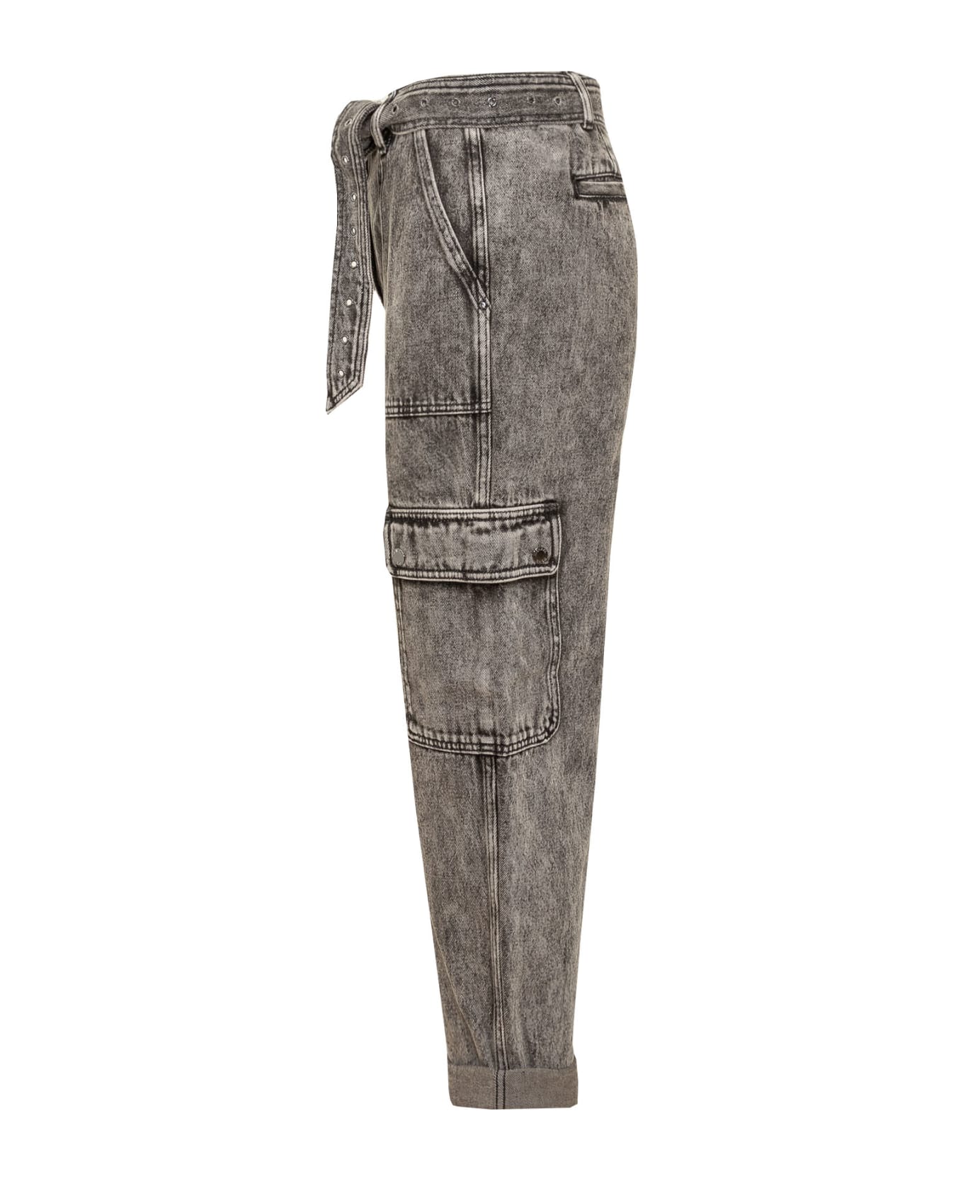MICHAEL Michael Kors Belted Straight Leg Jeans - BLACK デニム