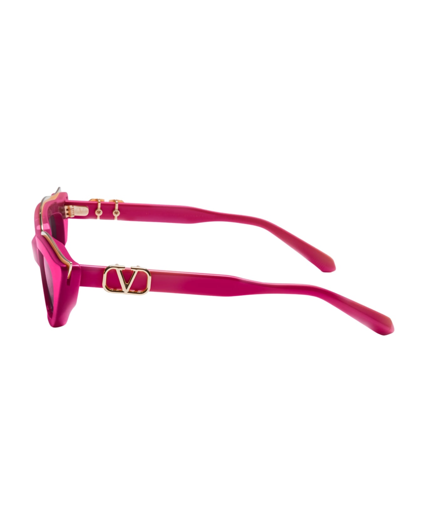 Valentino Eyewear V-goldcut Ii - Pink / White rectangular-frame Sunglasses - pink/gold