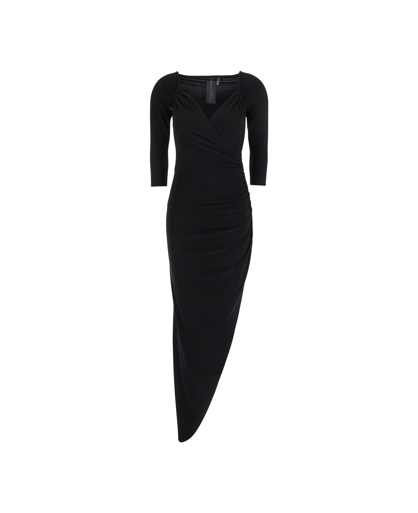 Norma Kamali Black Dress With Draped Details And Bare Shoulders In Tech Fabric Woman - Black