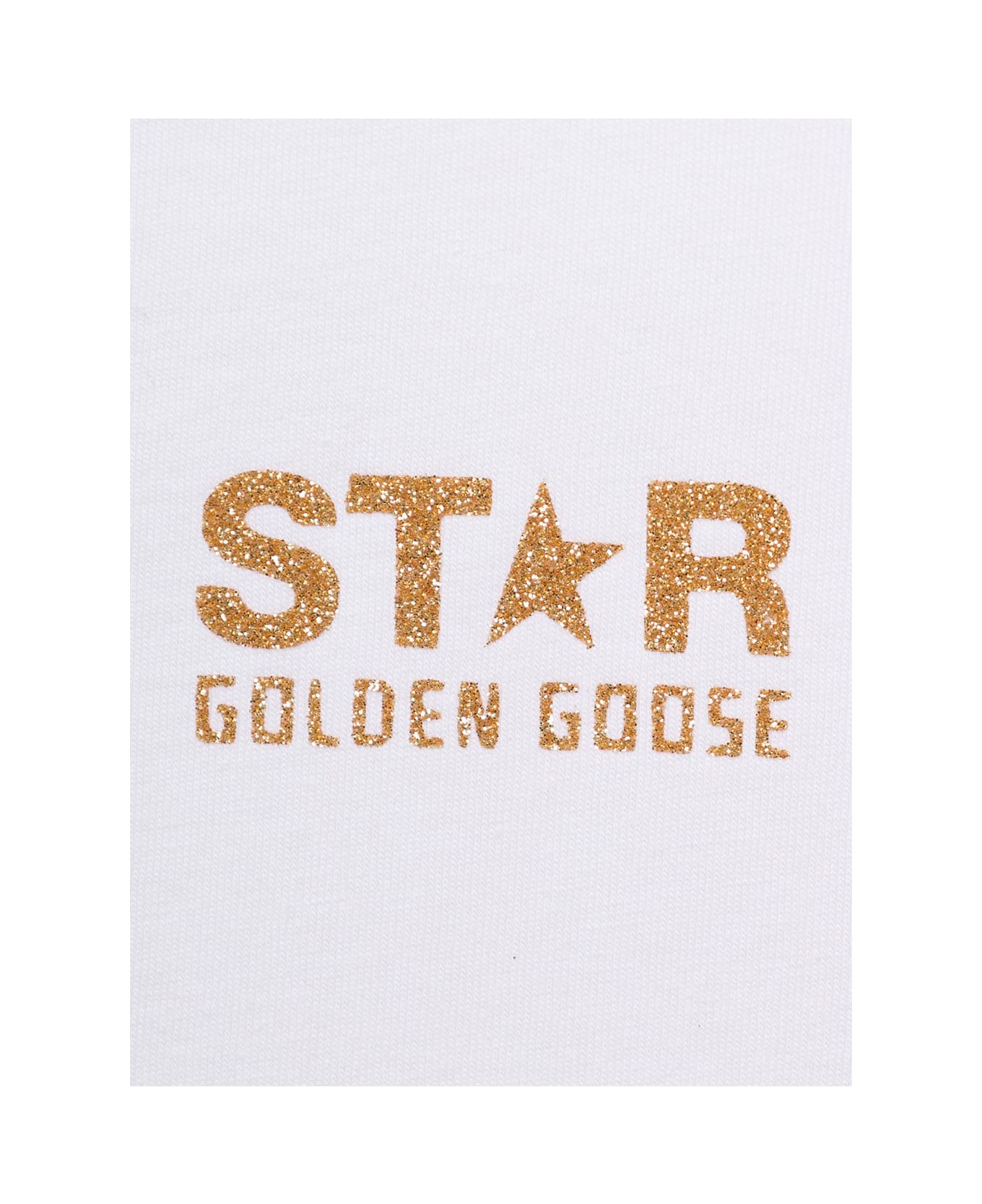 Golden Goose L White Cotton T-shirt With Star Logo Print Golden Goose Kids Gir - White