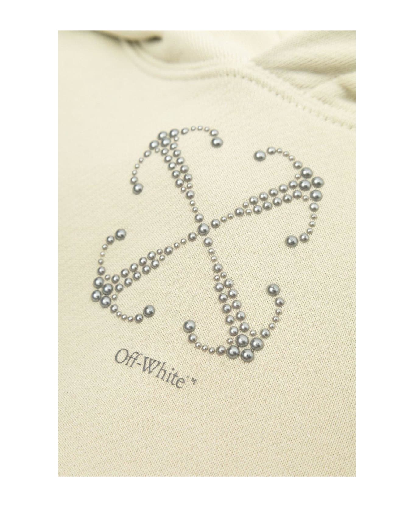 Off-White Embellished Cropped Cargo Hoodie - GREY